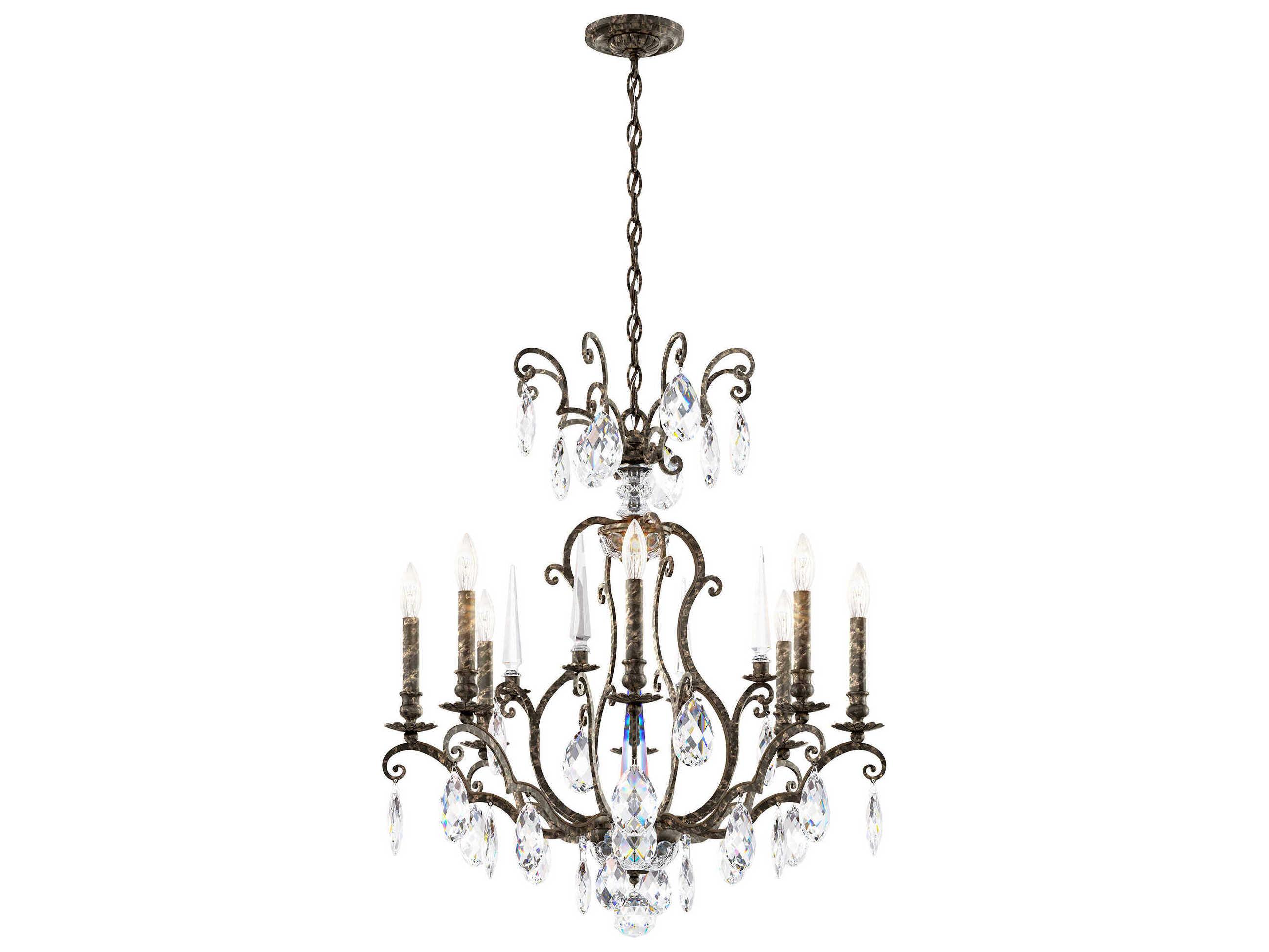 Schonbek Renaissance Nouveau 8-Light Heirloom Bronze Crystal Candelabra Chandelier