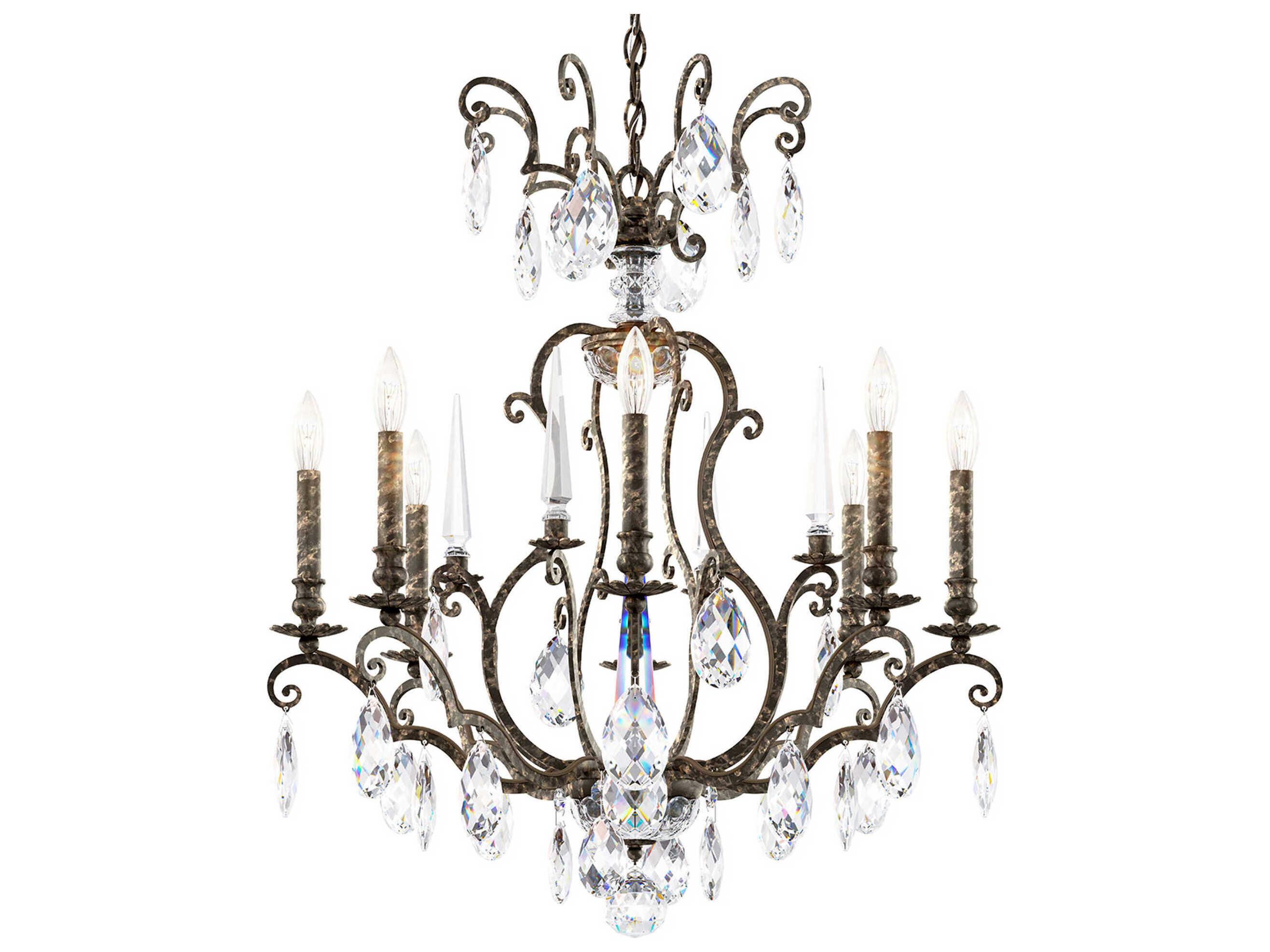 Schonbek Renaissance Nouveau 8-Light Heirloom Bronze Crystal Candelabra Chandelier