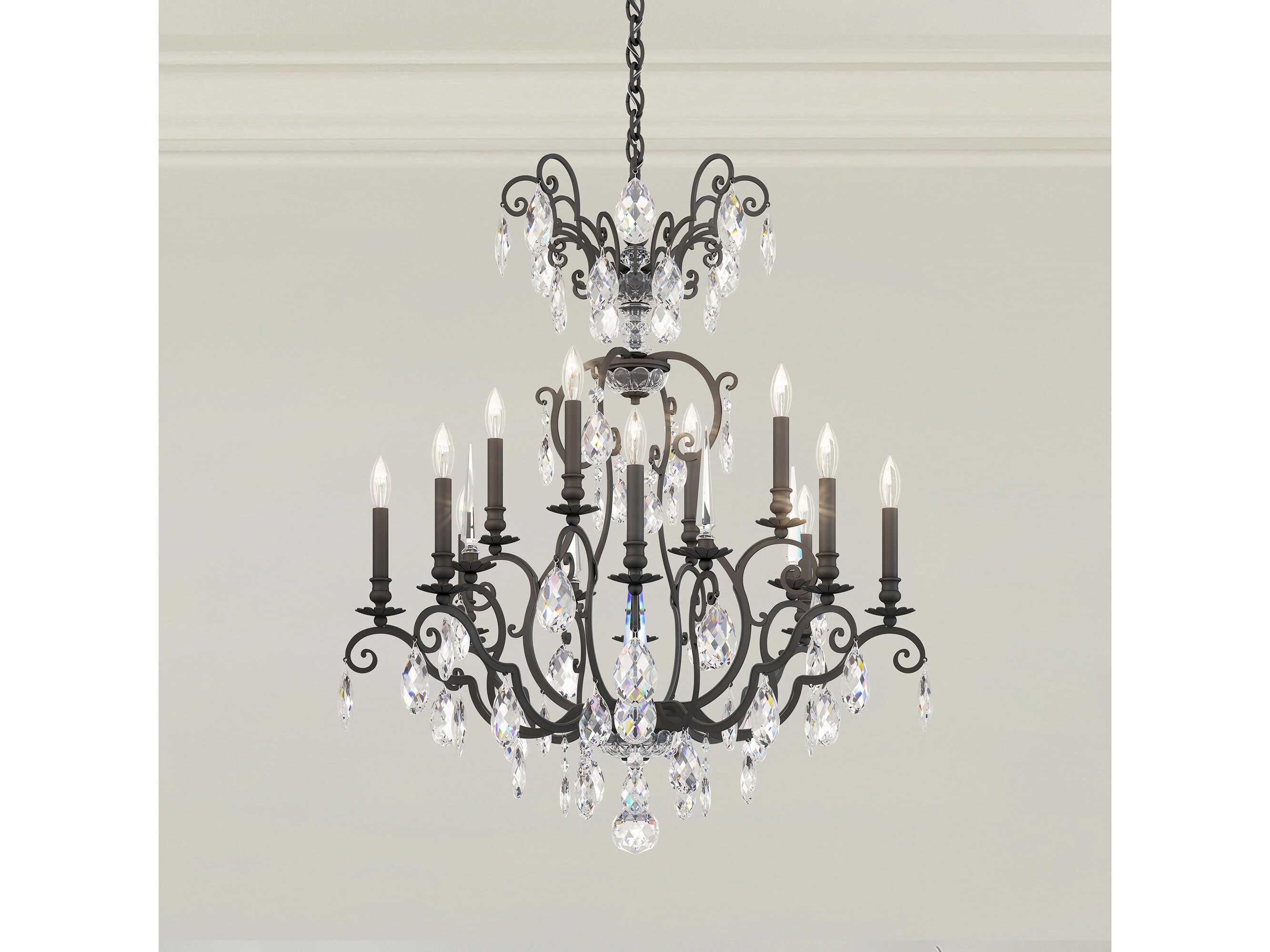 Schonbek Renaissance Nouveau 12 8-Light Black Crystal Candelabra Chandelier