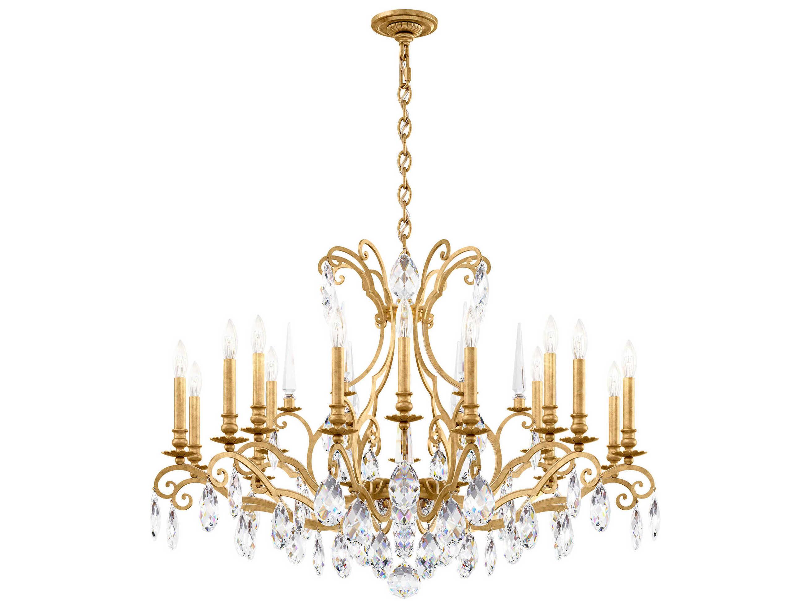 Schonbek Renaissance Nouveau 18-Light8-Light Heirloom Gold Crystal Candelabra Chandelier