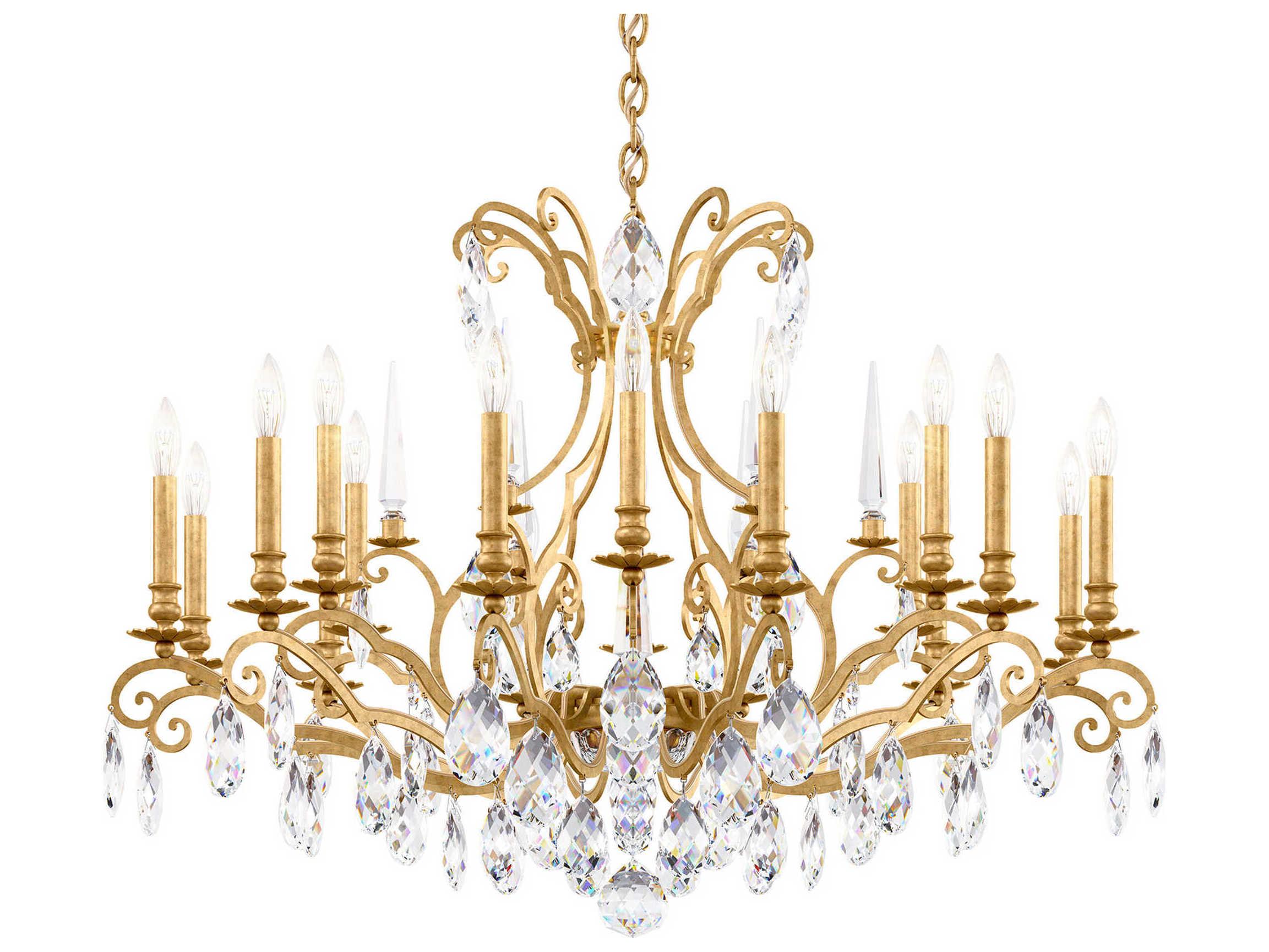 Schonbek Renaissance Nouveau 18-Light8-Light Heirloom Gold Crystal Candelabra Chandelier
