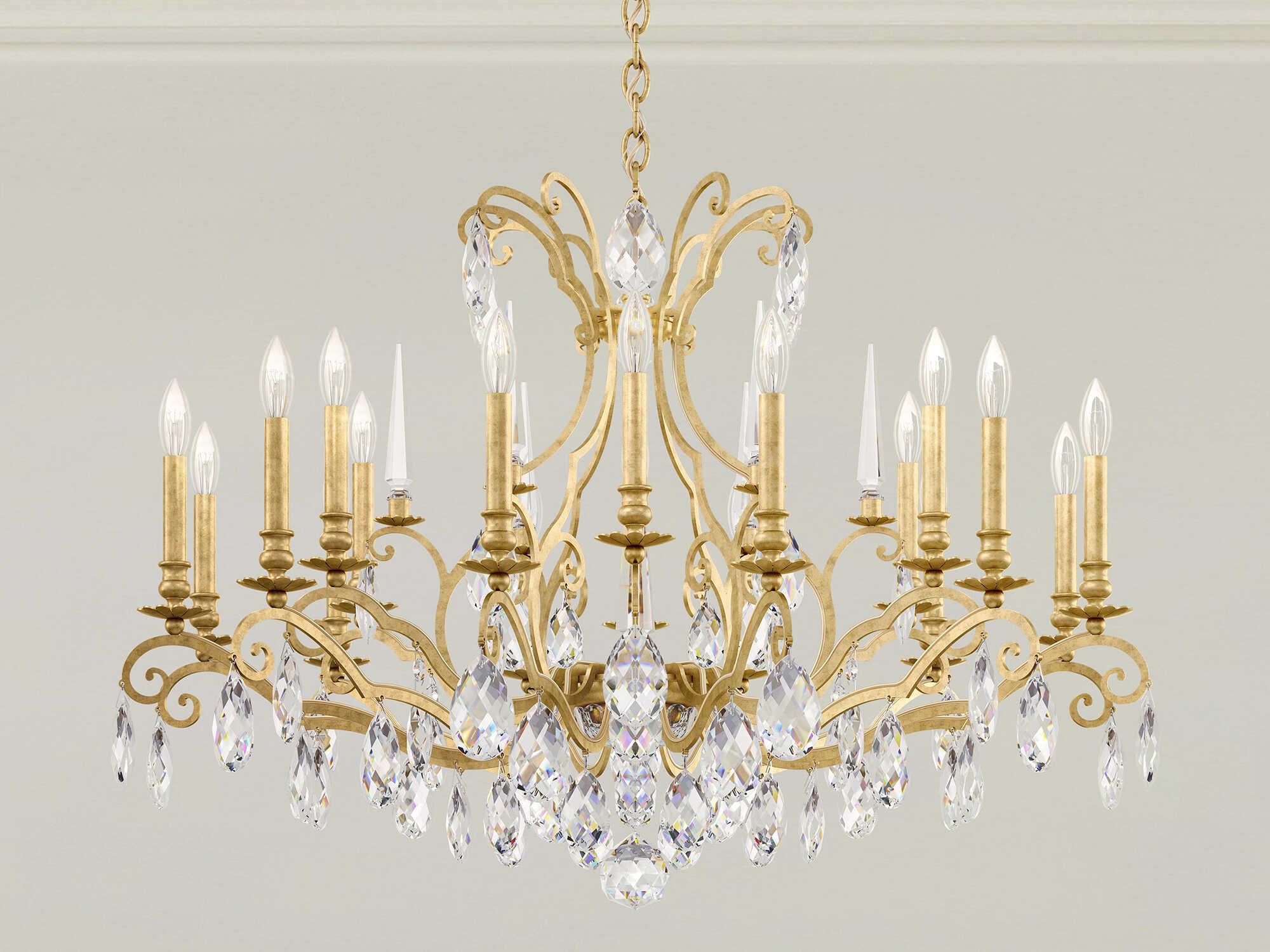 Schonbek Renaissance Nouveau 18-Light8-Light Heirloom Gold Crystal Candelabra Chandelier