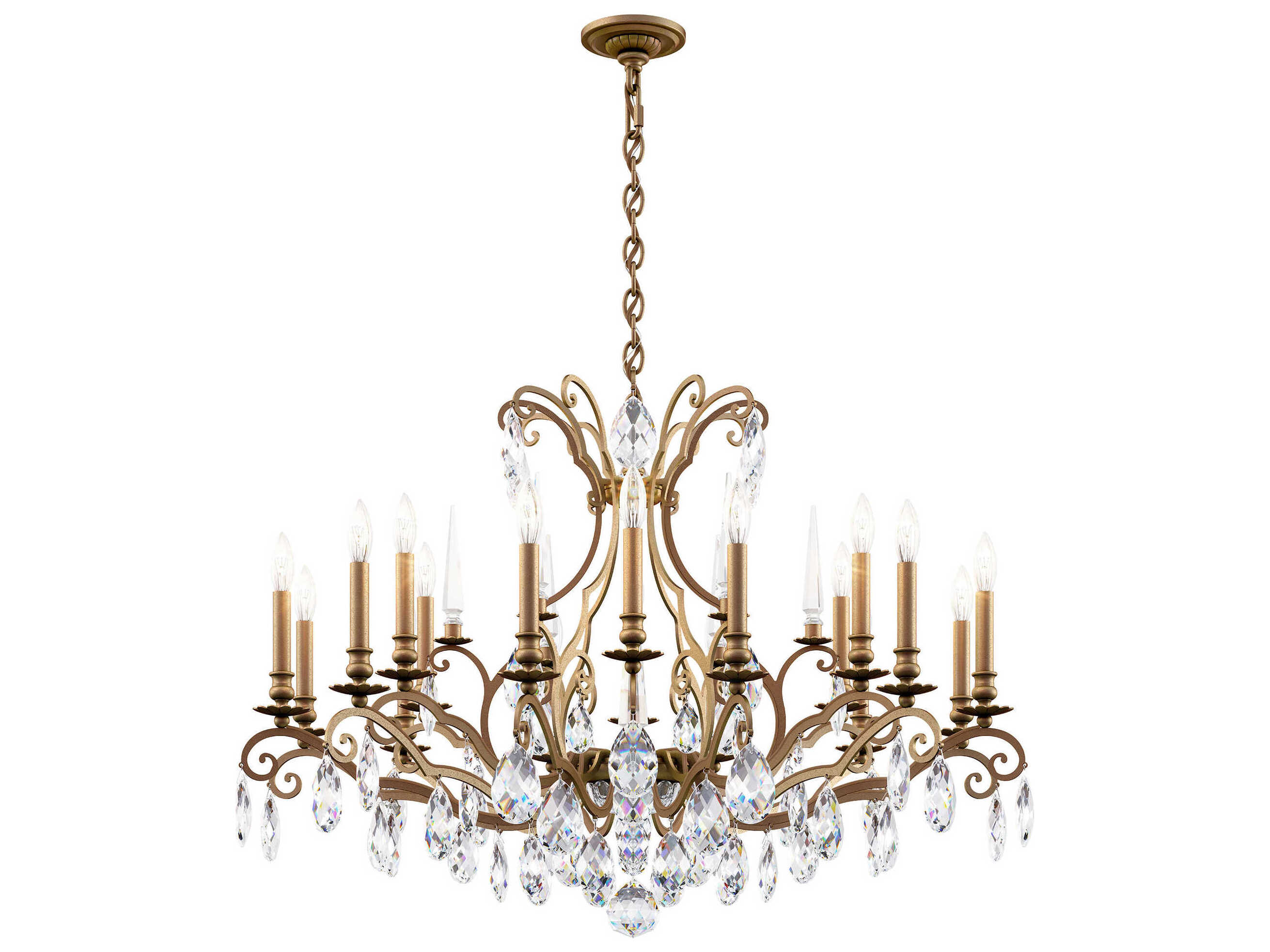 Schonbek Renaissance Nouveau 18-Light8-Light Etruscan Gold Crystal Candelabra Chandelier