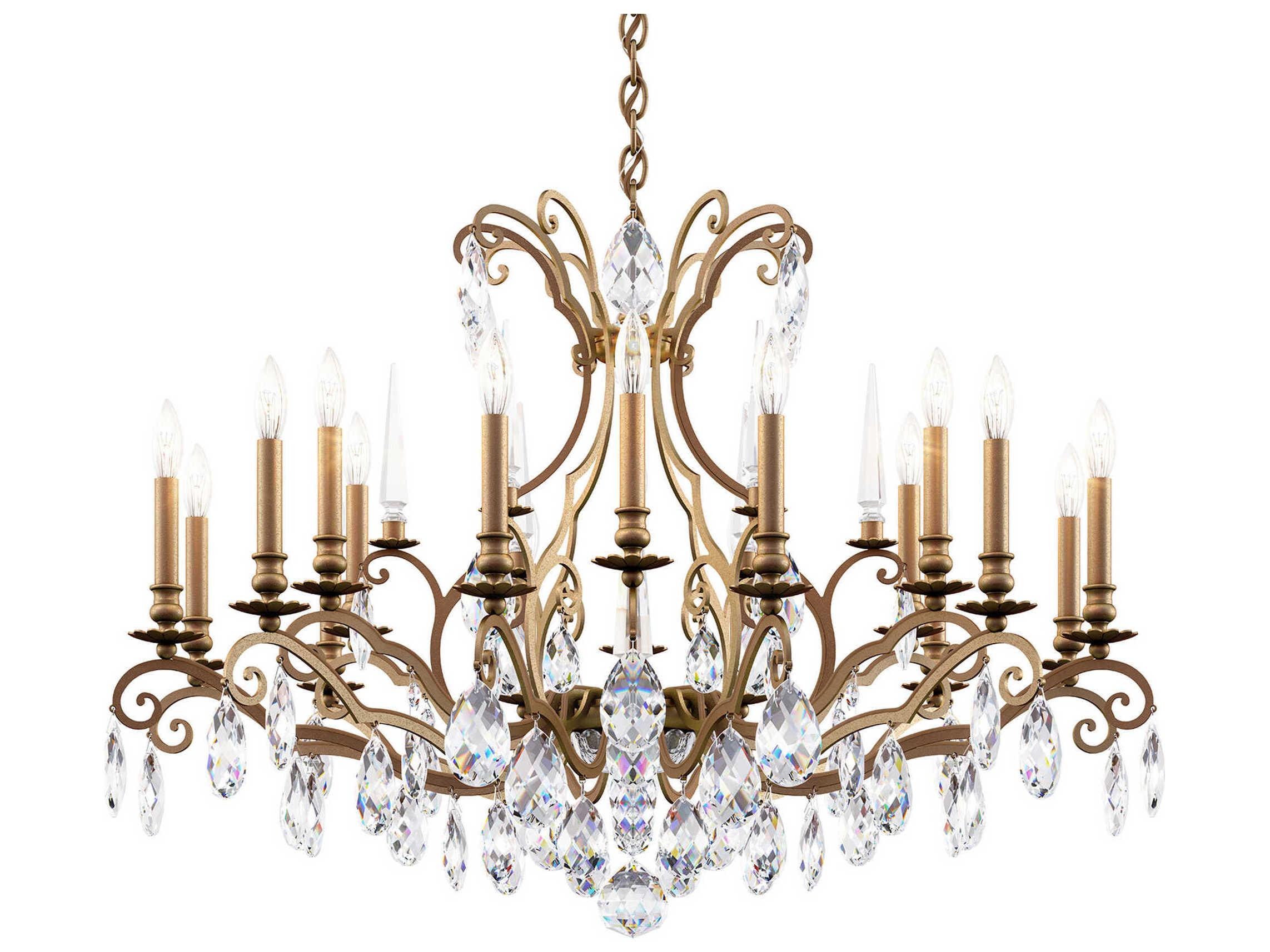 Schonbek Renaissance Nouveau 18-Light8-Light Etruscan Gold Crystal Candelabra Chandelier