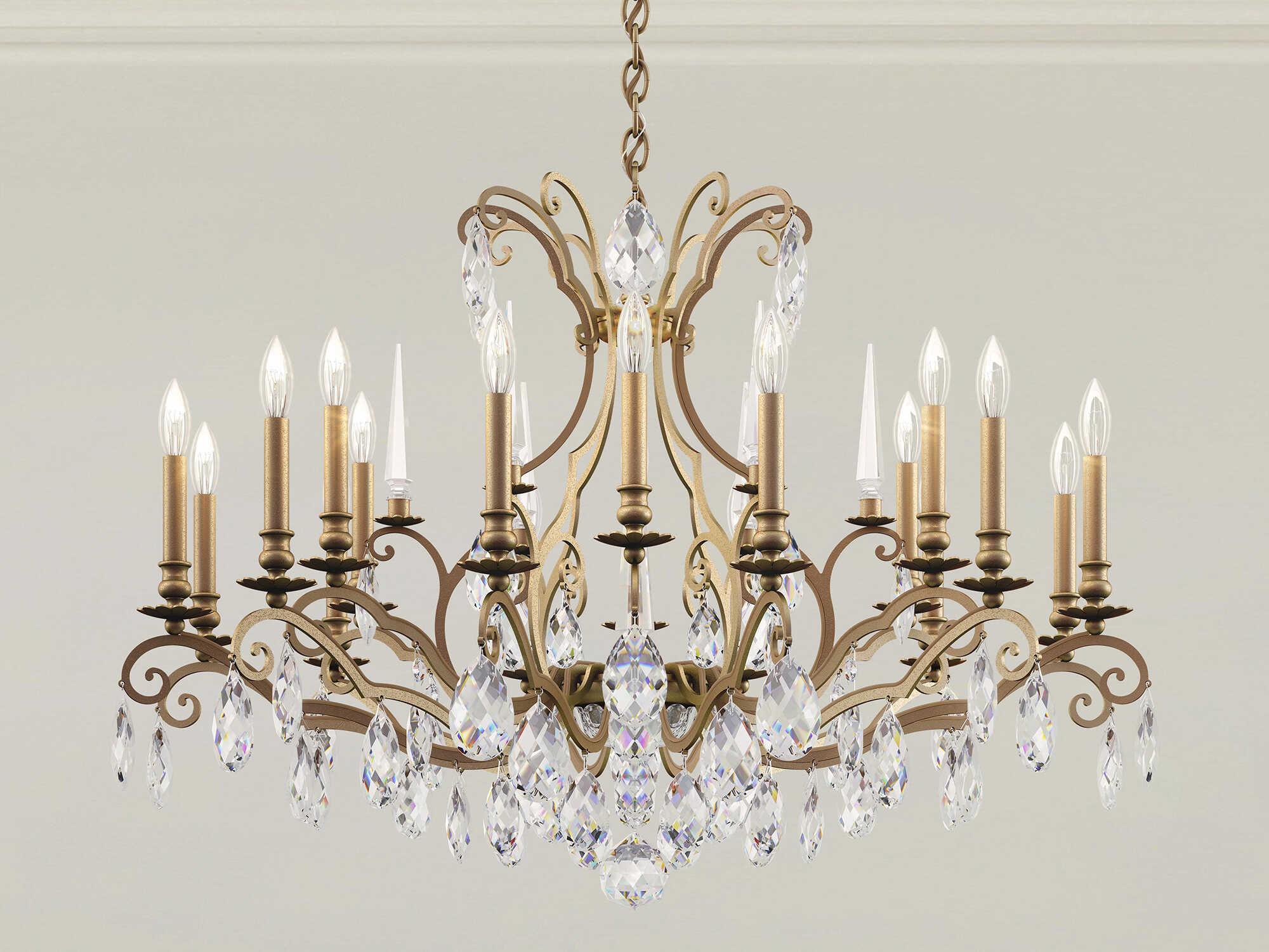 Schonbek Renaissance Nouveau 18-Light8-Light Etruscan Gold Crystal Candelabra Chandelier