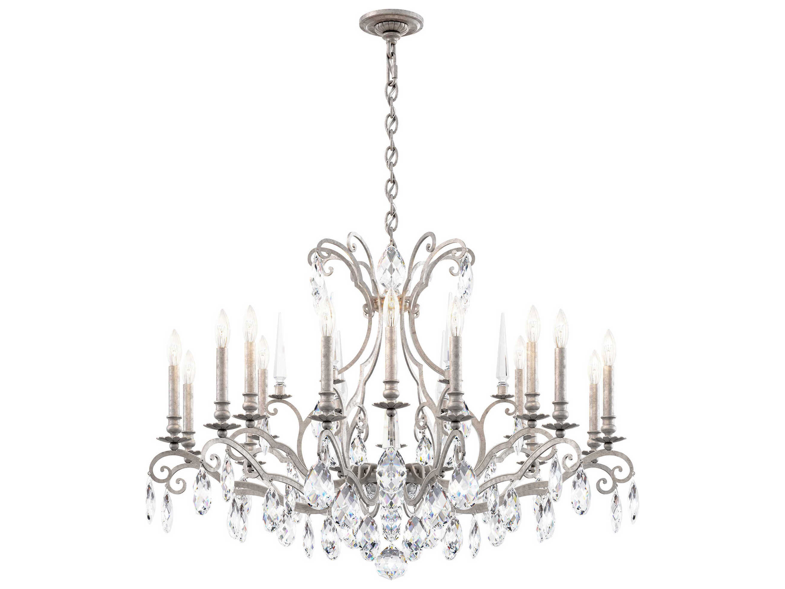 Schonbek Renaissance Nouveau 18-Light8-Light Antique Silver Crystal Candelabra Chandelier