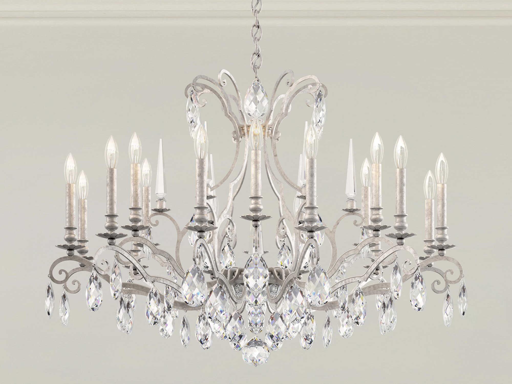 Schonbek Renaissance Nouveau 18-Light8-Light Antique Silver Crystal Candelabra Chandelier