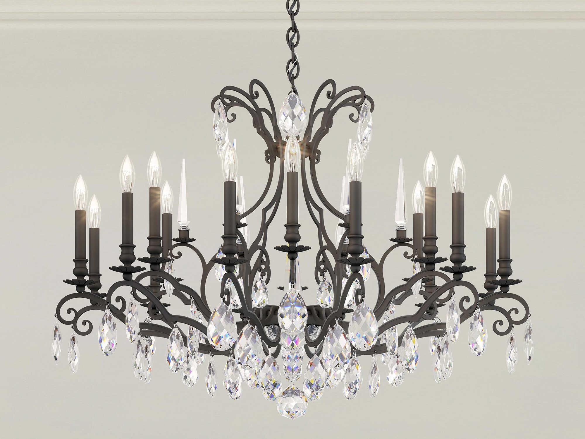 Schonbek Renaissance Nouveau 18-Light8-Light Black Crystal Candelabra Chandelier
