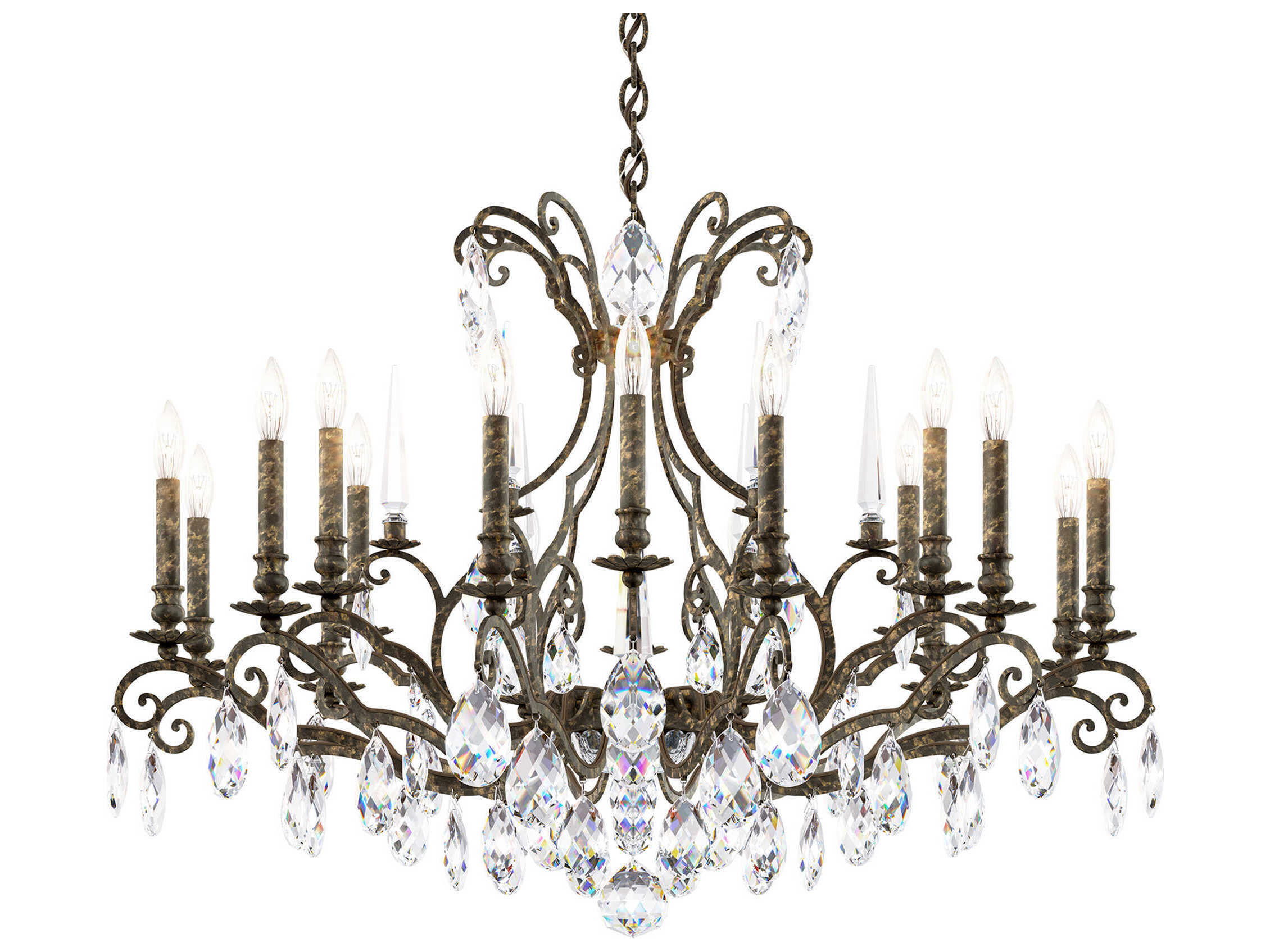 Schonbek Renaissance Nouveau 18-Light8-Light Heirloom Bronze Crystal Candelabra Chandelier