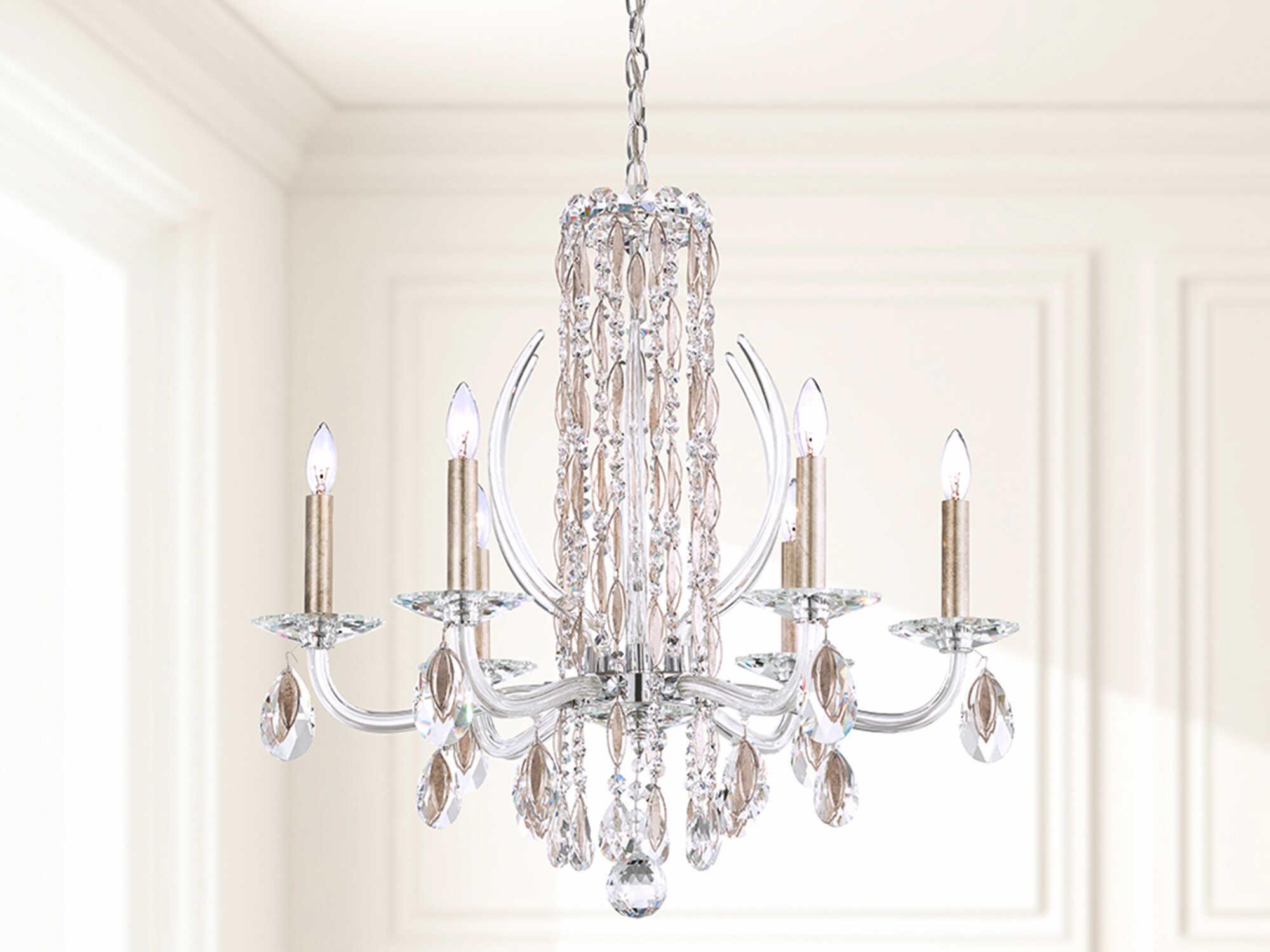 Schonbek Siena 6-Light Silver Crystal Candelabra Chandelier