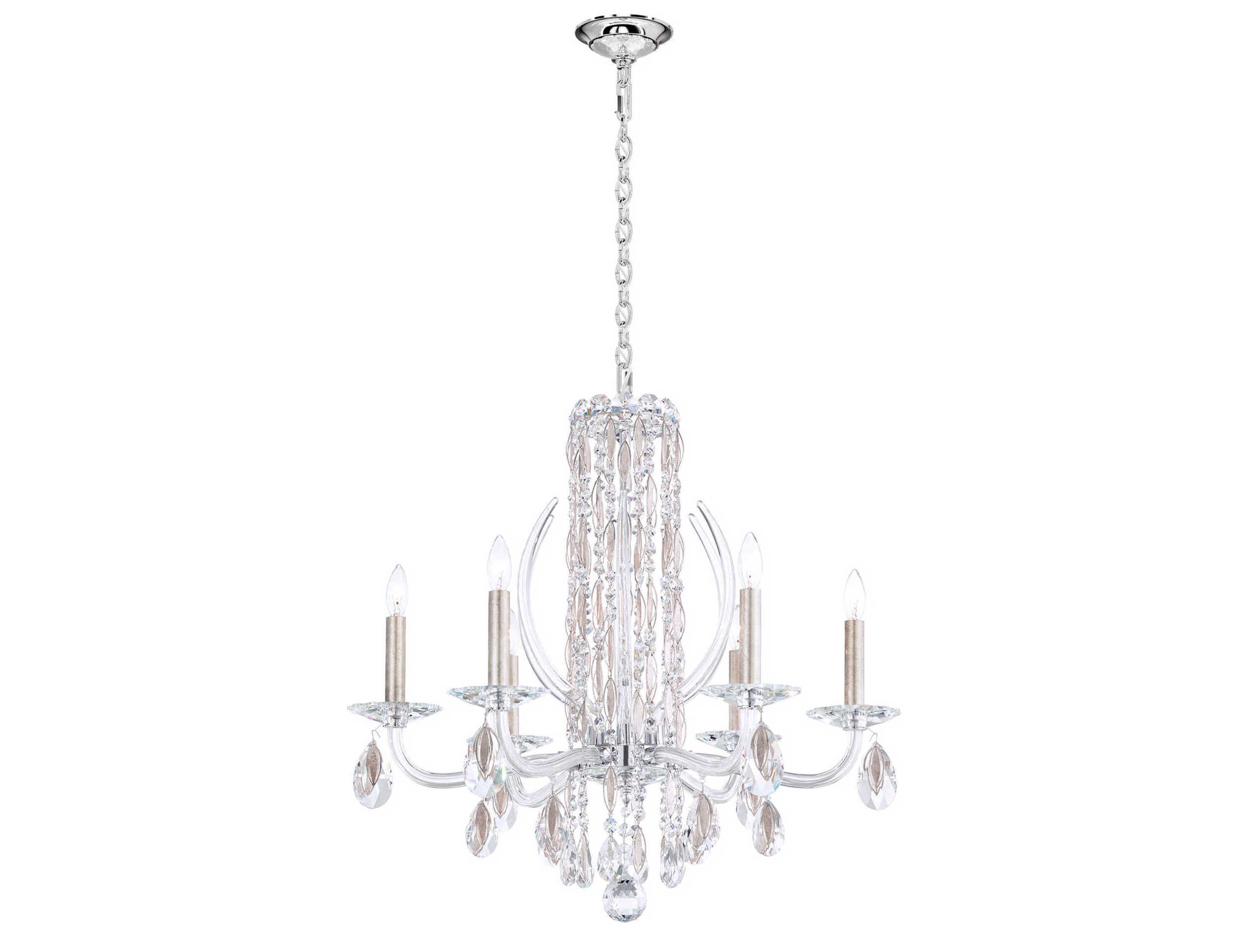 Schonbek Sarella 6-Light Silver Crystal Candelabra Chandelier