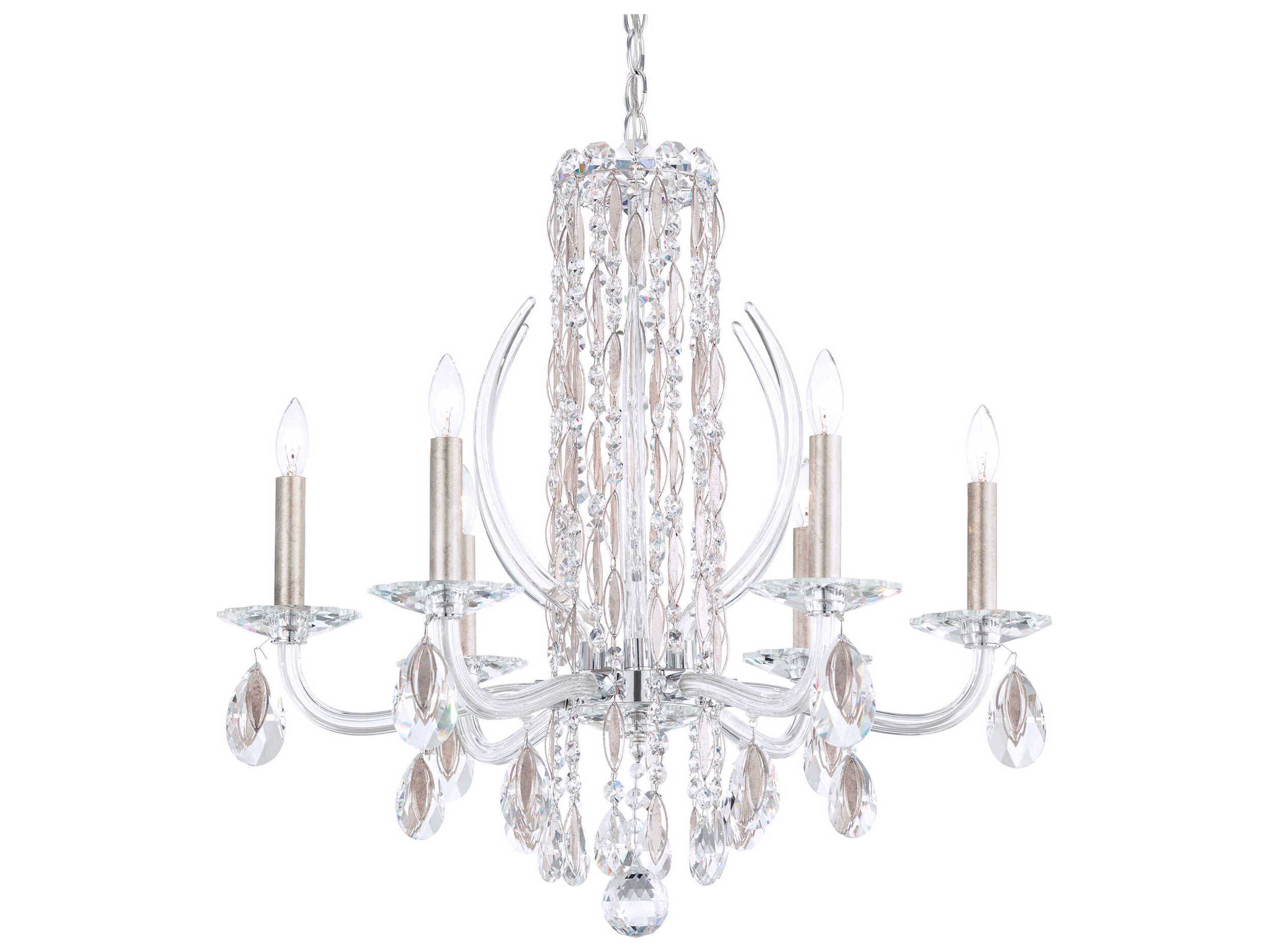 Schonbek Sarella 6-Light Silver Crystal Candelabra Chandelier