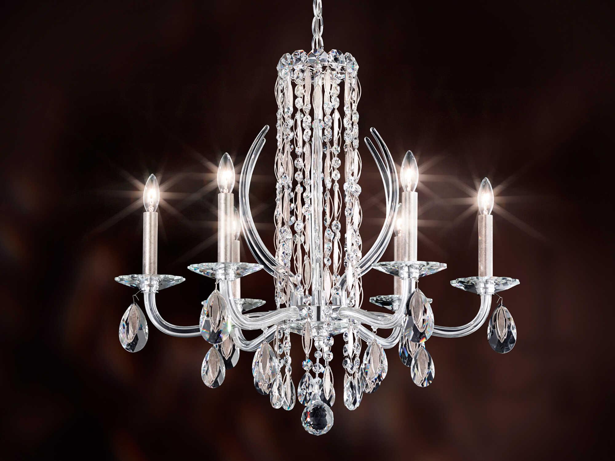 Schonbek Sarella 6-Light Silver Crystal Candelabra Chandelier