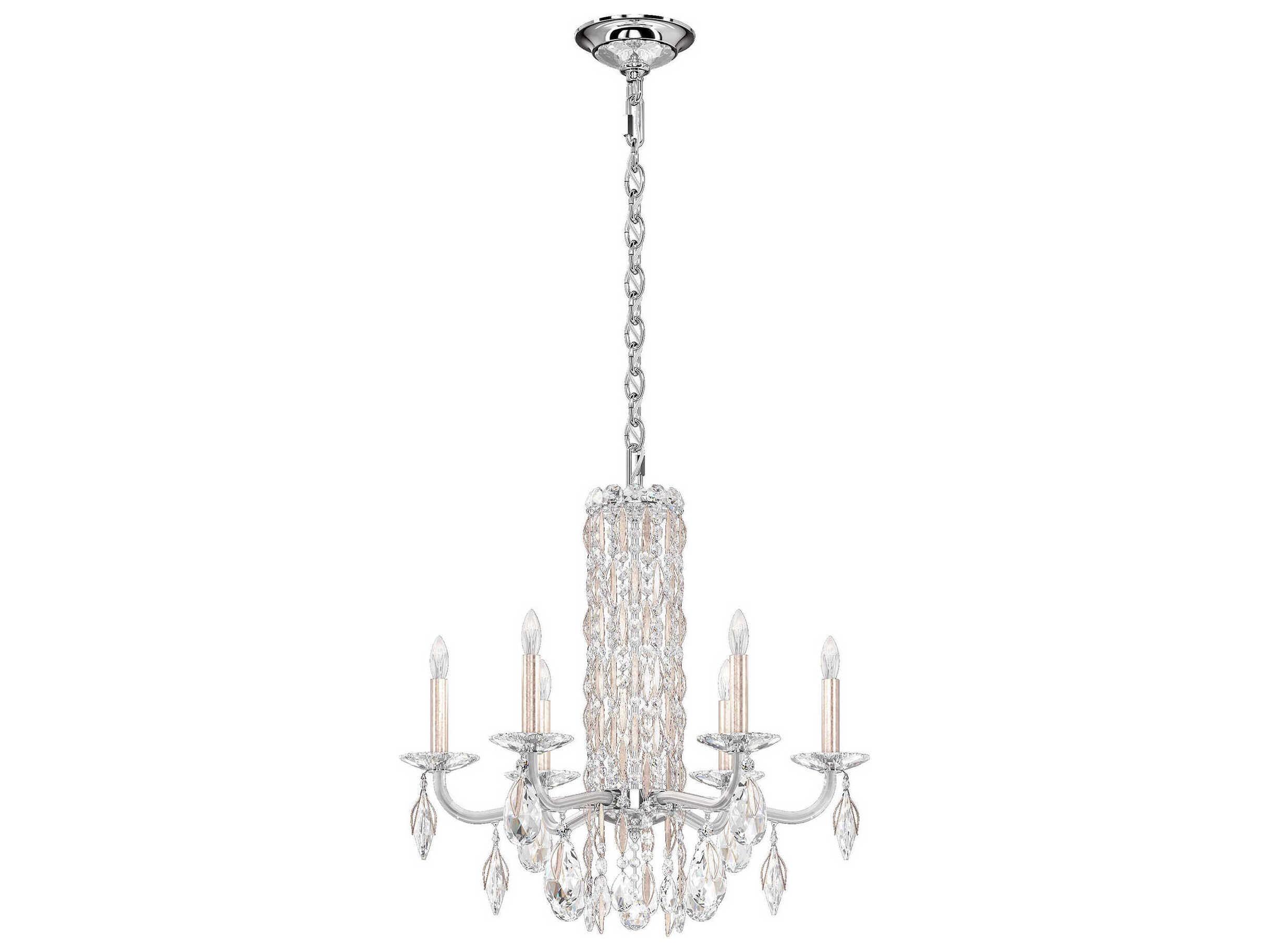 Schonbek Sarella 6-Light Silver Crystal Candelabra Chandelier