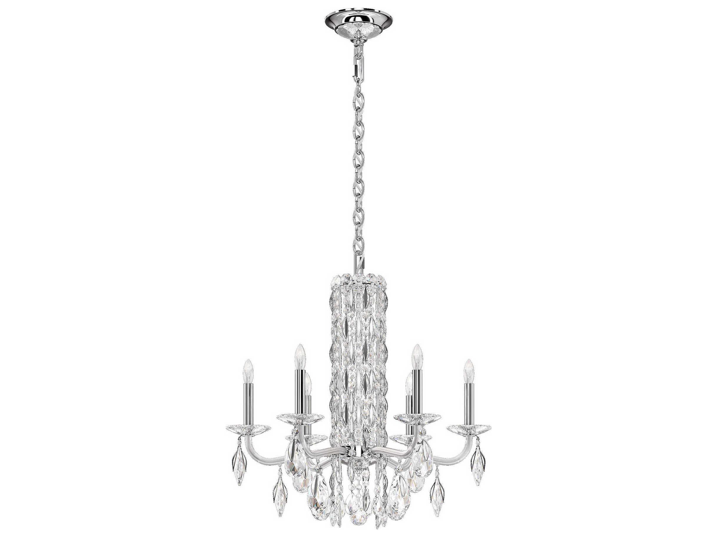 Schonbek Sarella 6-Light Silver Crystal Candelabra Chandelier
