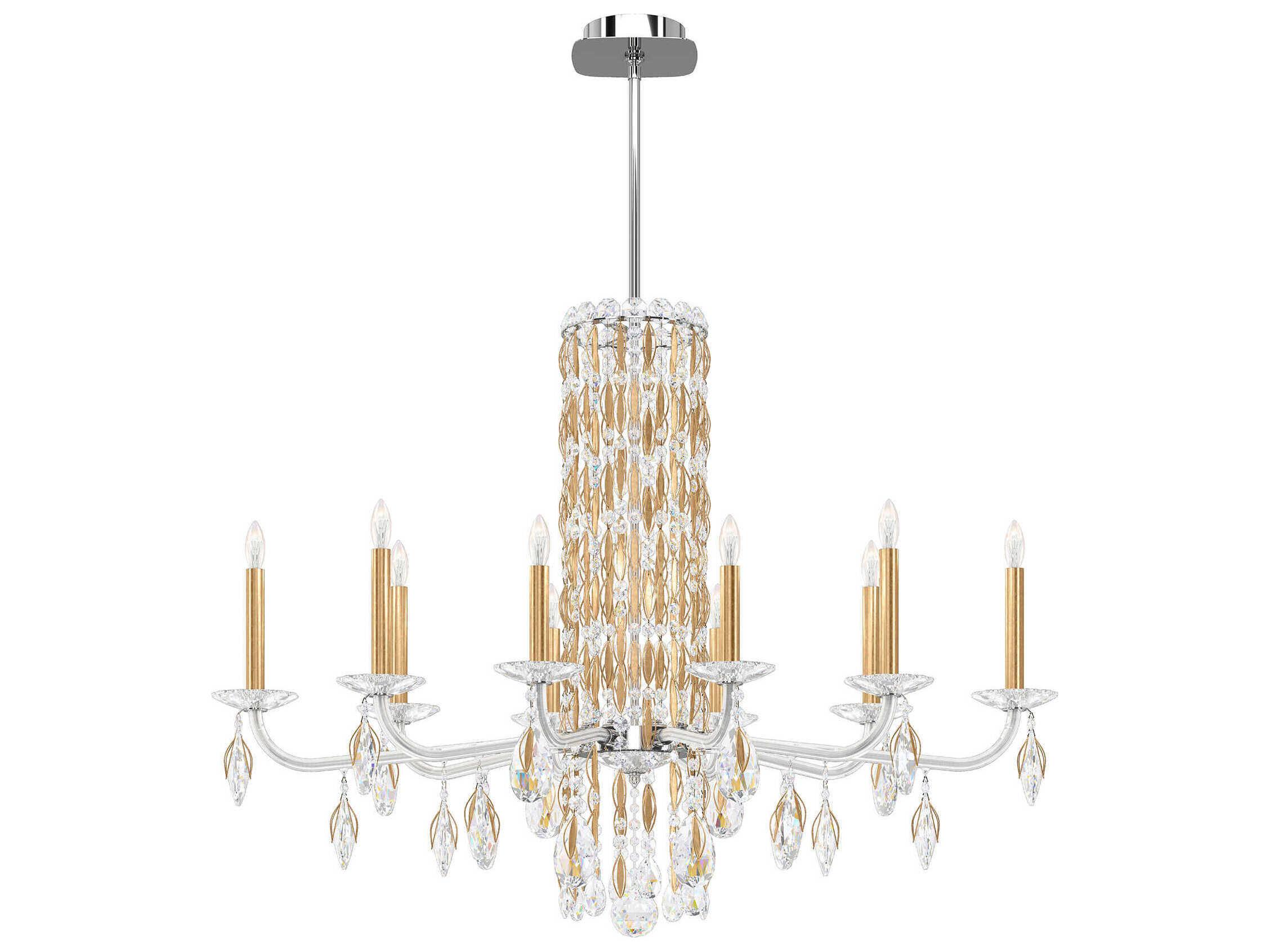Schonbek Siena 10-Light Silver Crystal Candelabra Chandelier