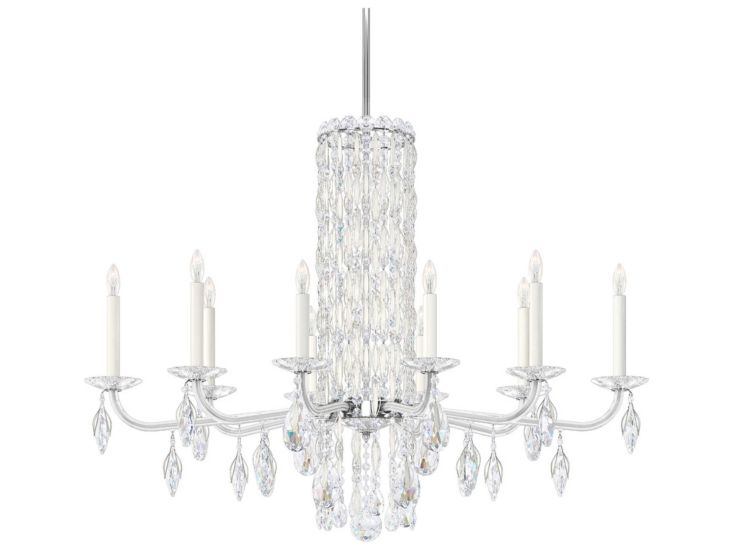 Schonbek Siena 10-Light Silver Crystal Candelabra Chandelier