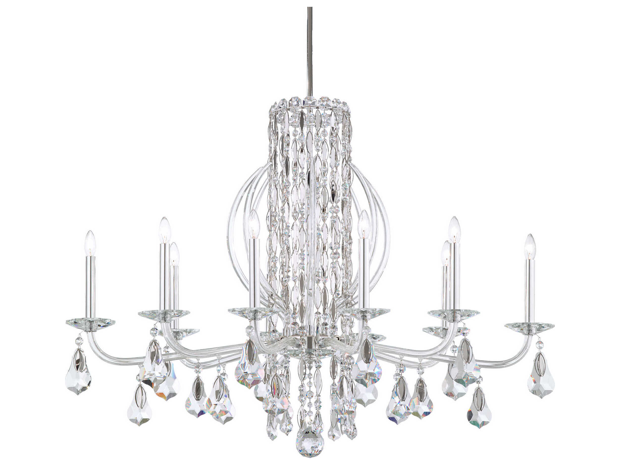 Schonbek Sarella 10-Light Silver Crystal Candelabra Chandelier