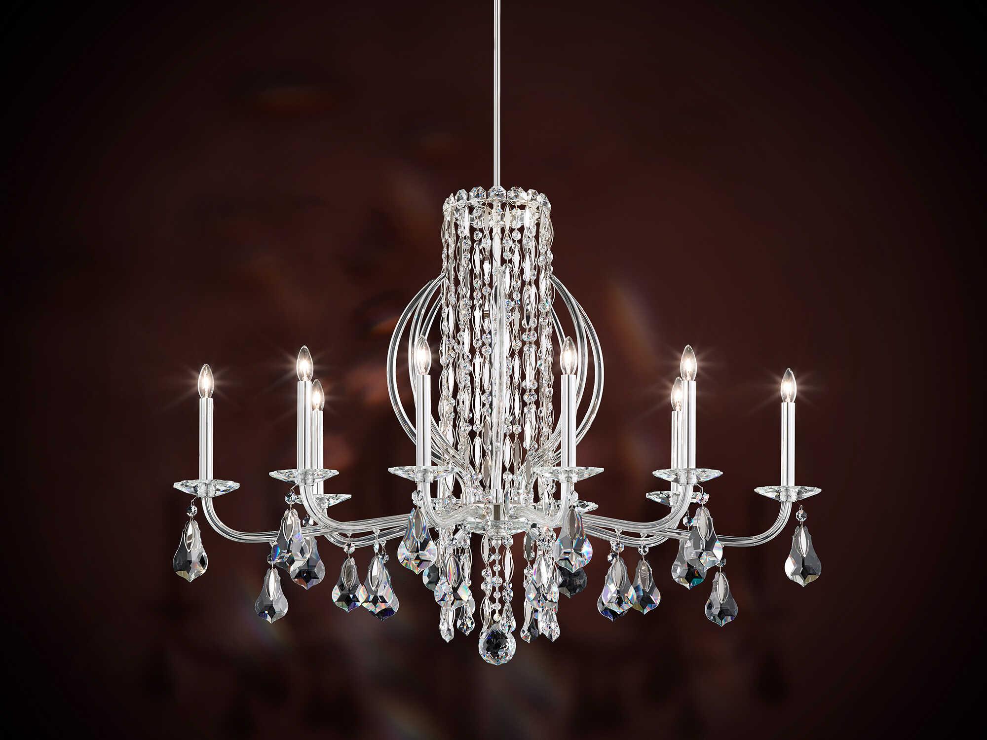 Schonbek Sarella 10-Light Silver Crystal Candelabra Chandelier