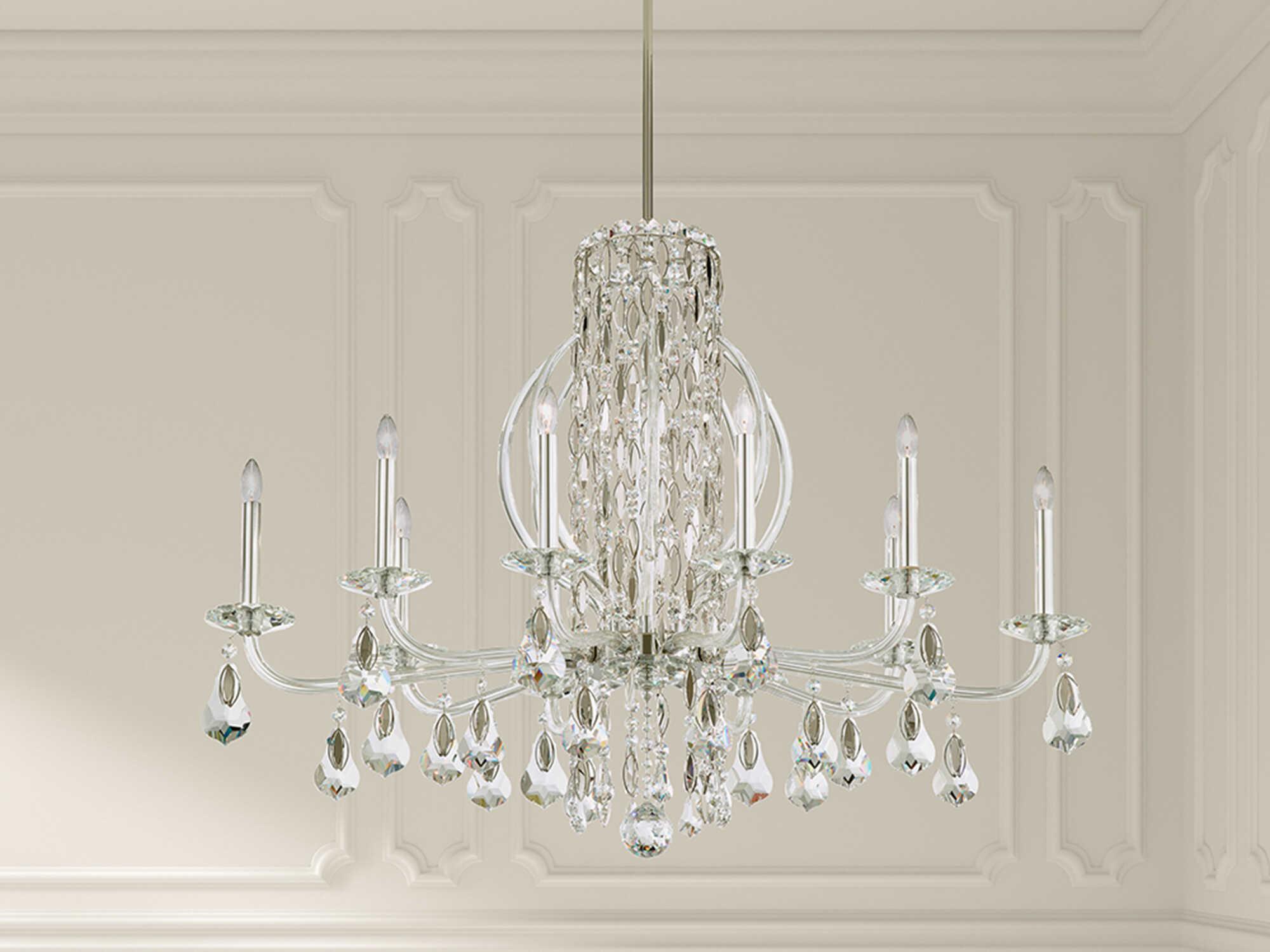 Schonbek Sarella 10-Light Silver Crystal Candelabra Chandelier