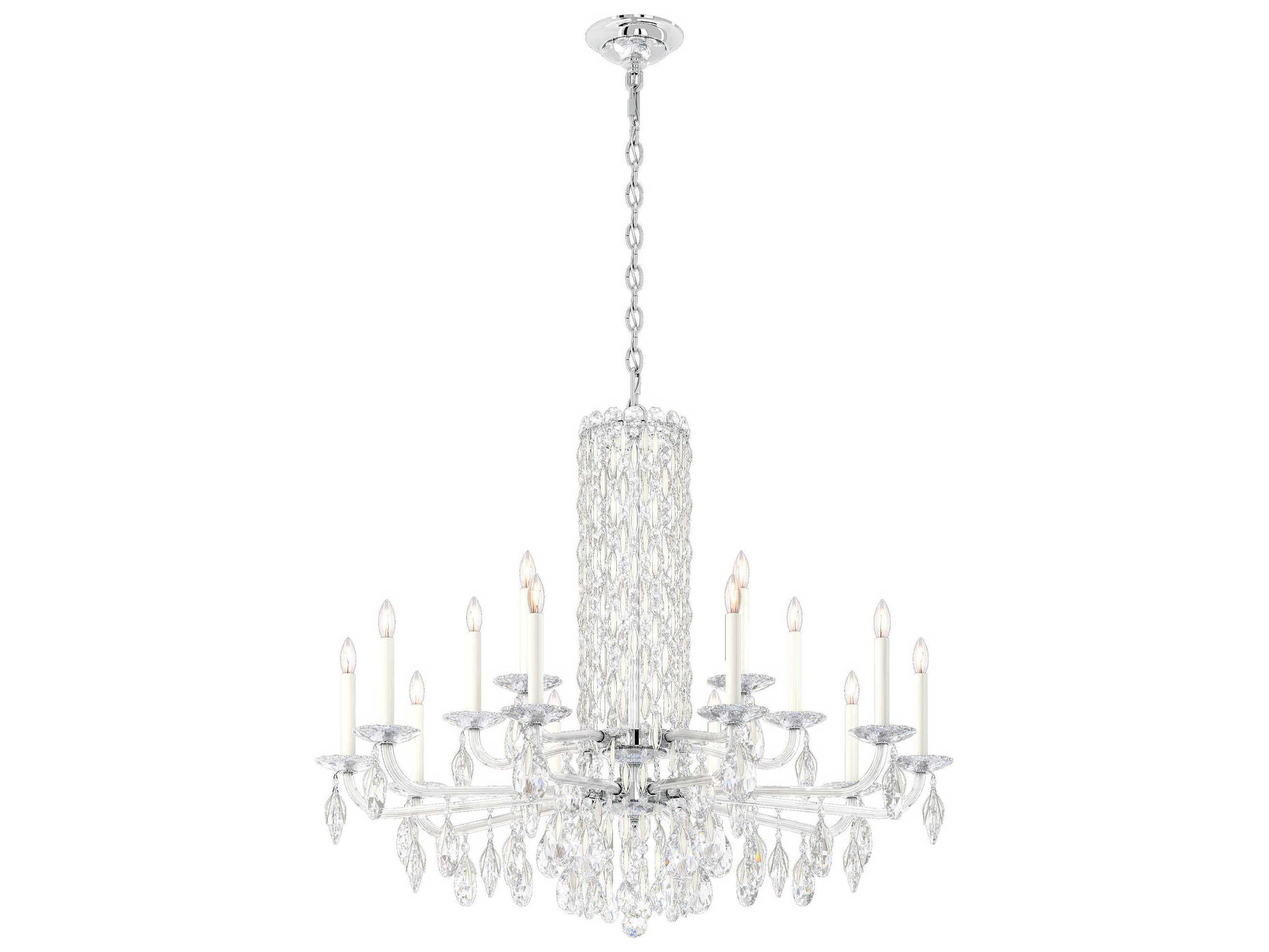 Schonbek Siena 15-Light Silver Crystal Candelabra Chandelier