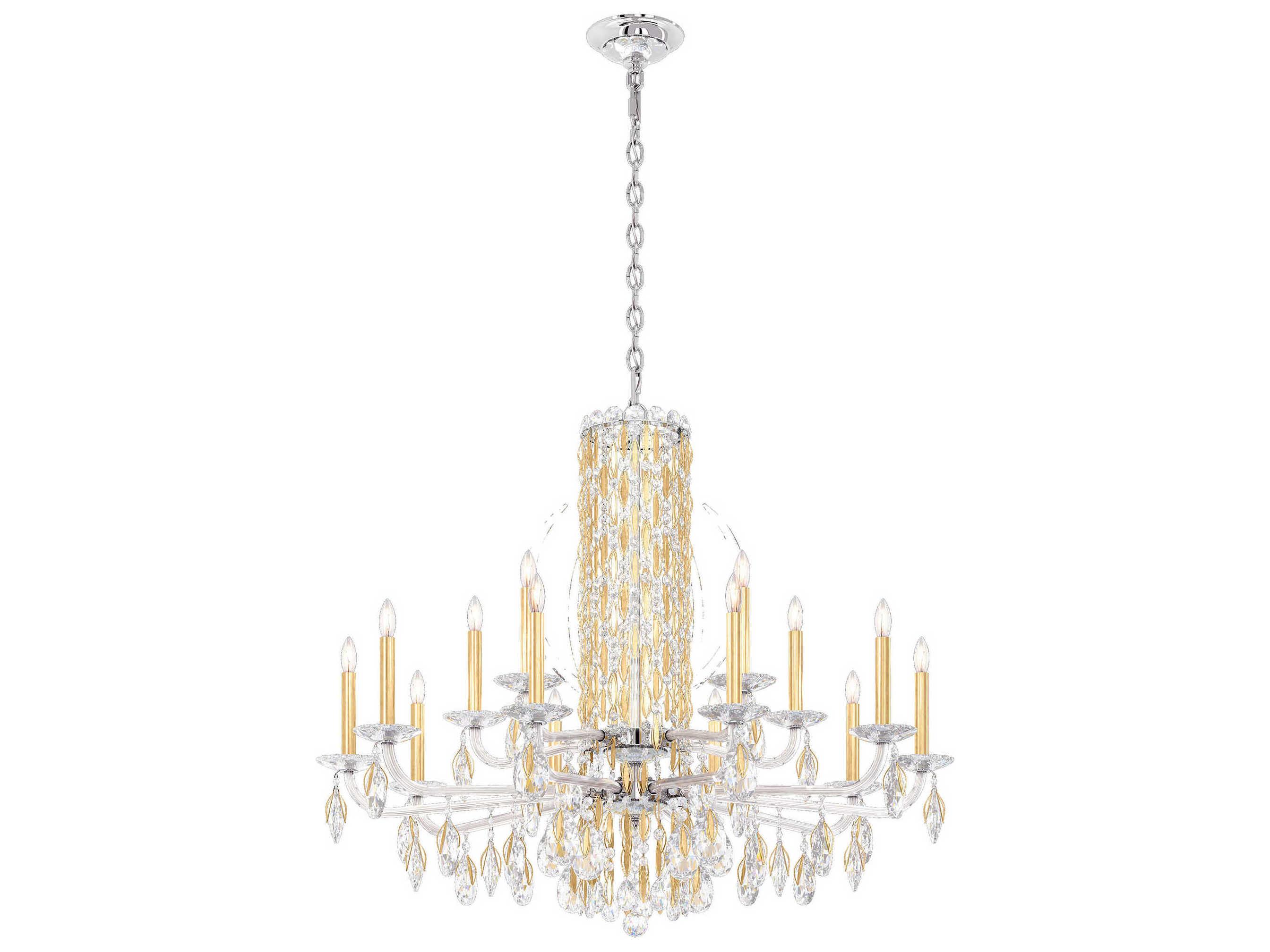 Schonbek Siena 15-Light Silver Crystal Candelabra Chandelier