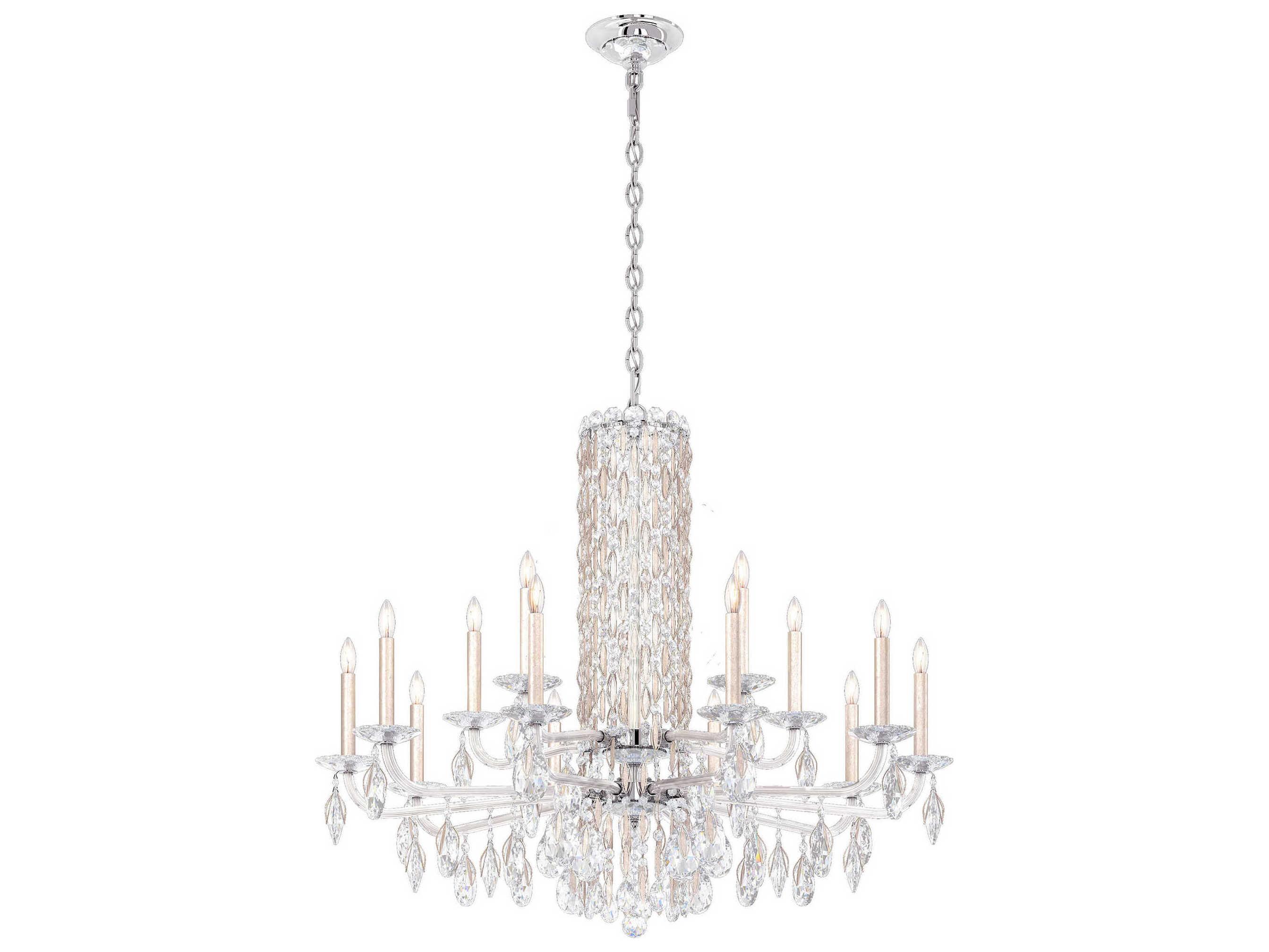 Schonbek Siena 15-Light Silver Crystal Candelabra Chandelier