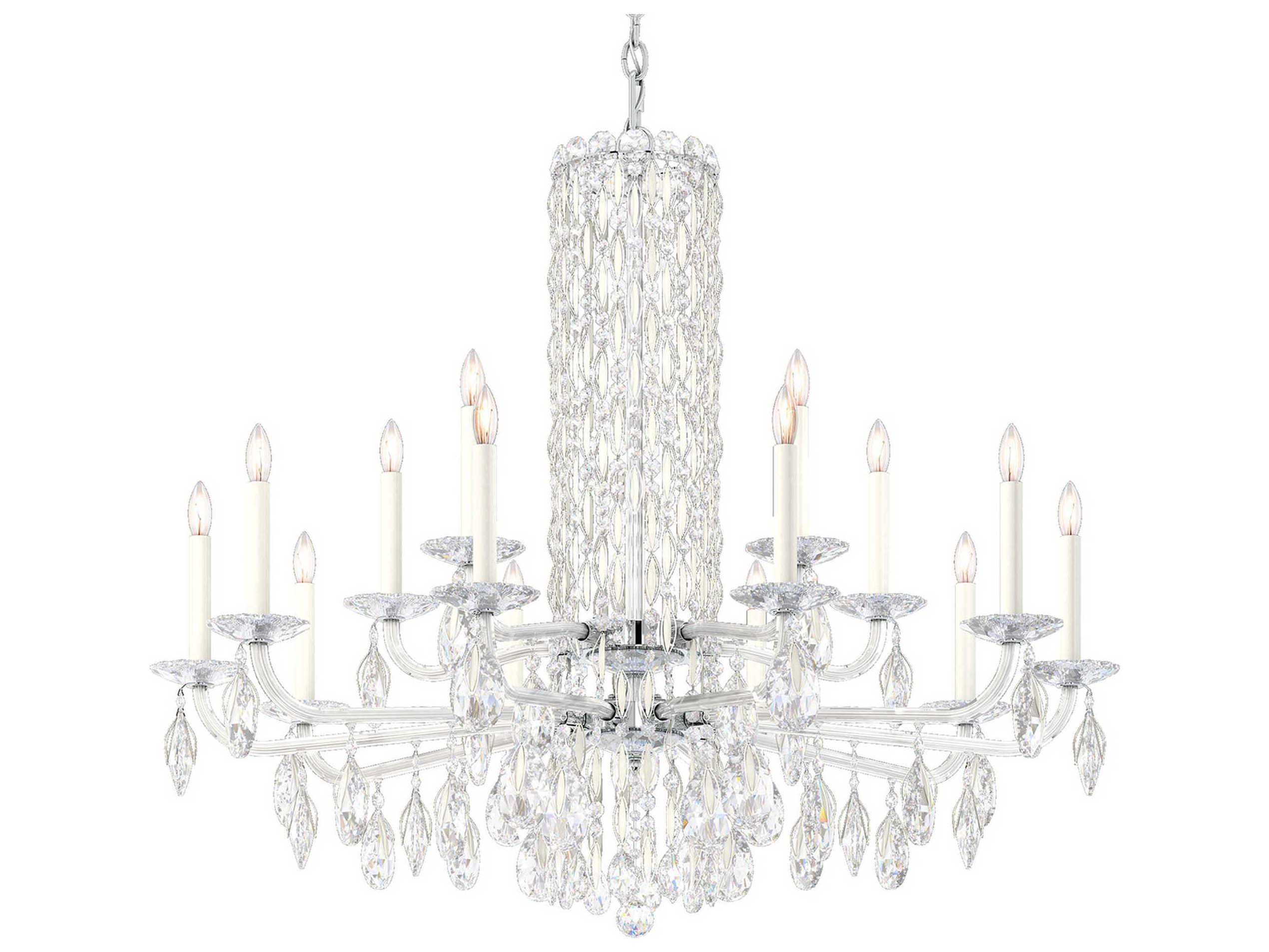 Schonbek Siena 15-Light Silver Crystal Candelabra Chandelier