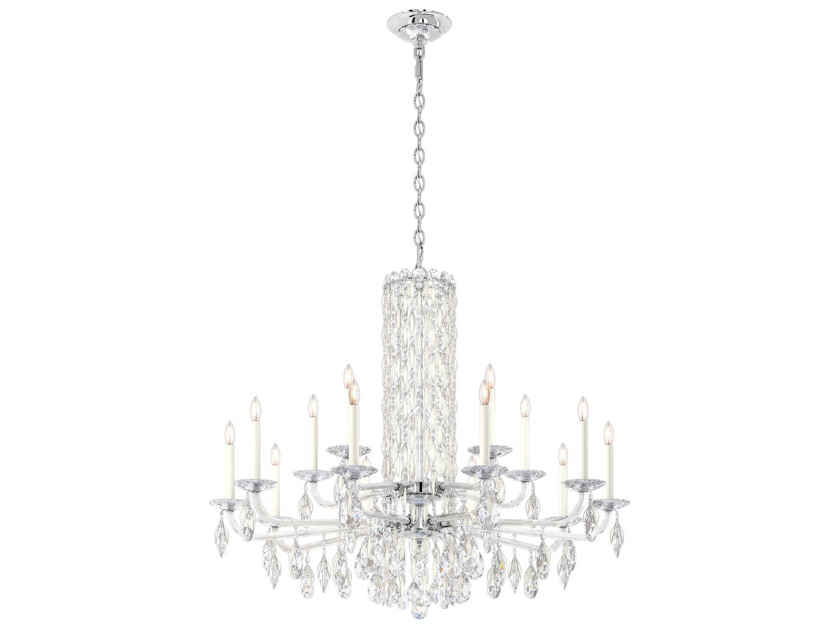 Schonbek Sarella 15-Light Silver Crystal Candelabra Chandelier