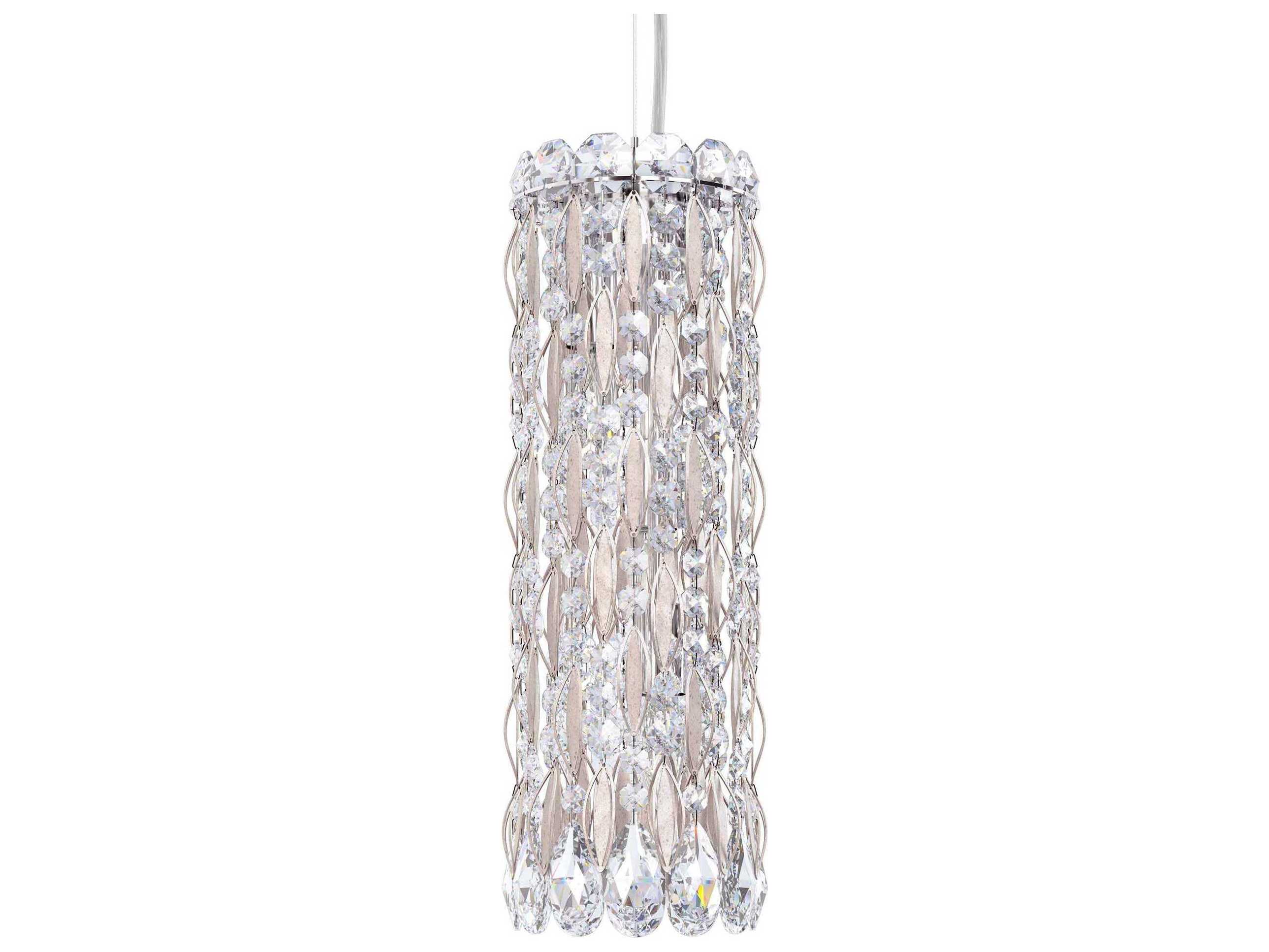 Schonbek Sarella 3-Light Silver Crystal Cylinder Mini Pendant