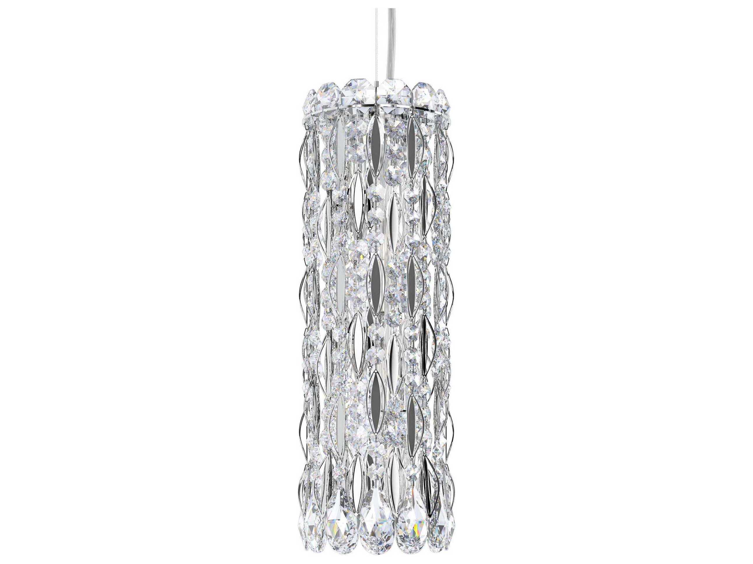 Schonbek Sarella 3-Light Silver Crystal Cylinder Mini Pendant