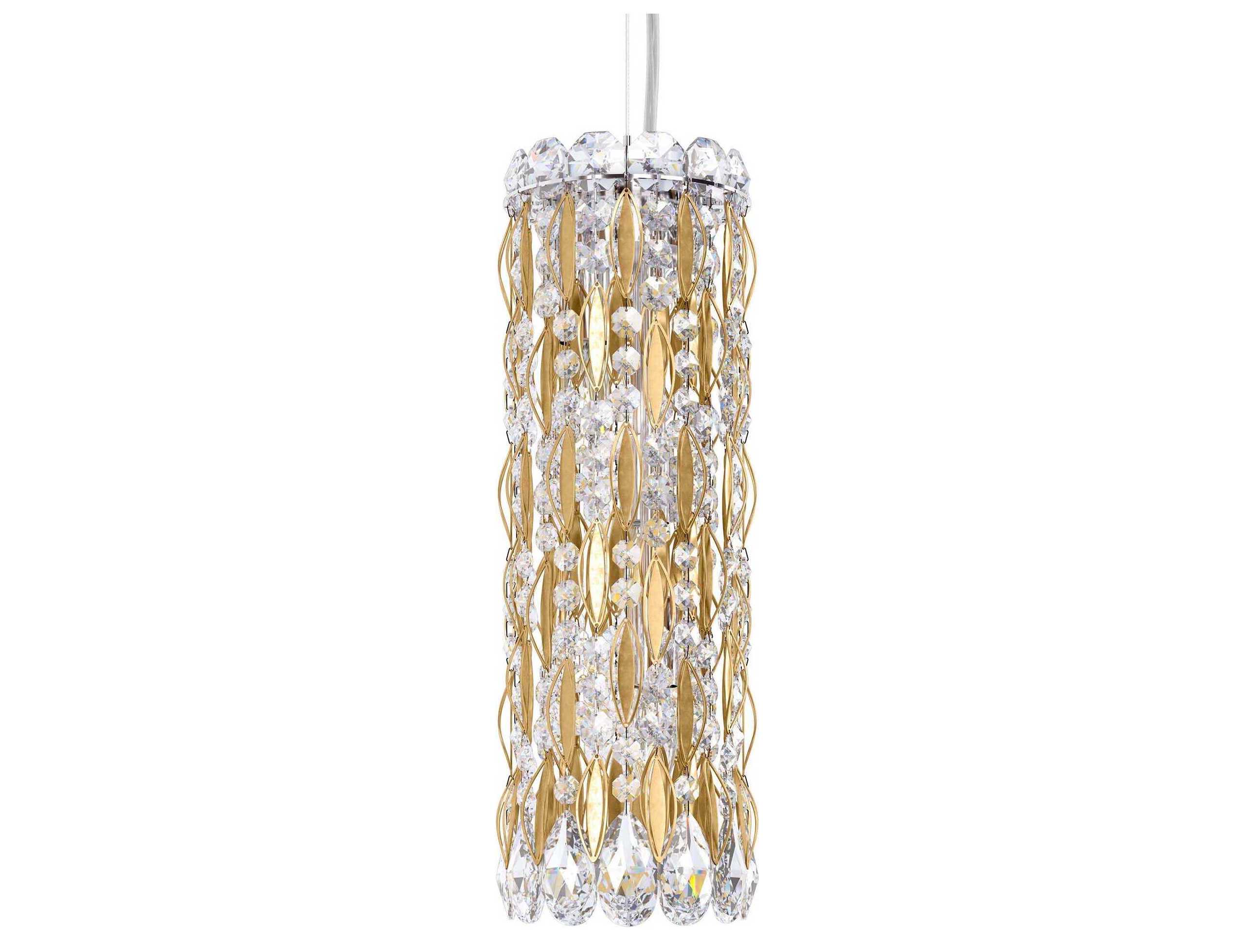 Schonbek Sarella 3-Light Silver Crystal Cylinder Mini Pendant