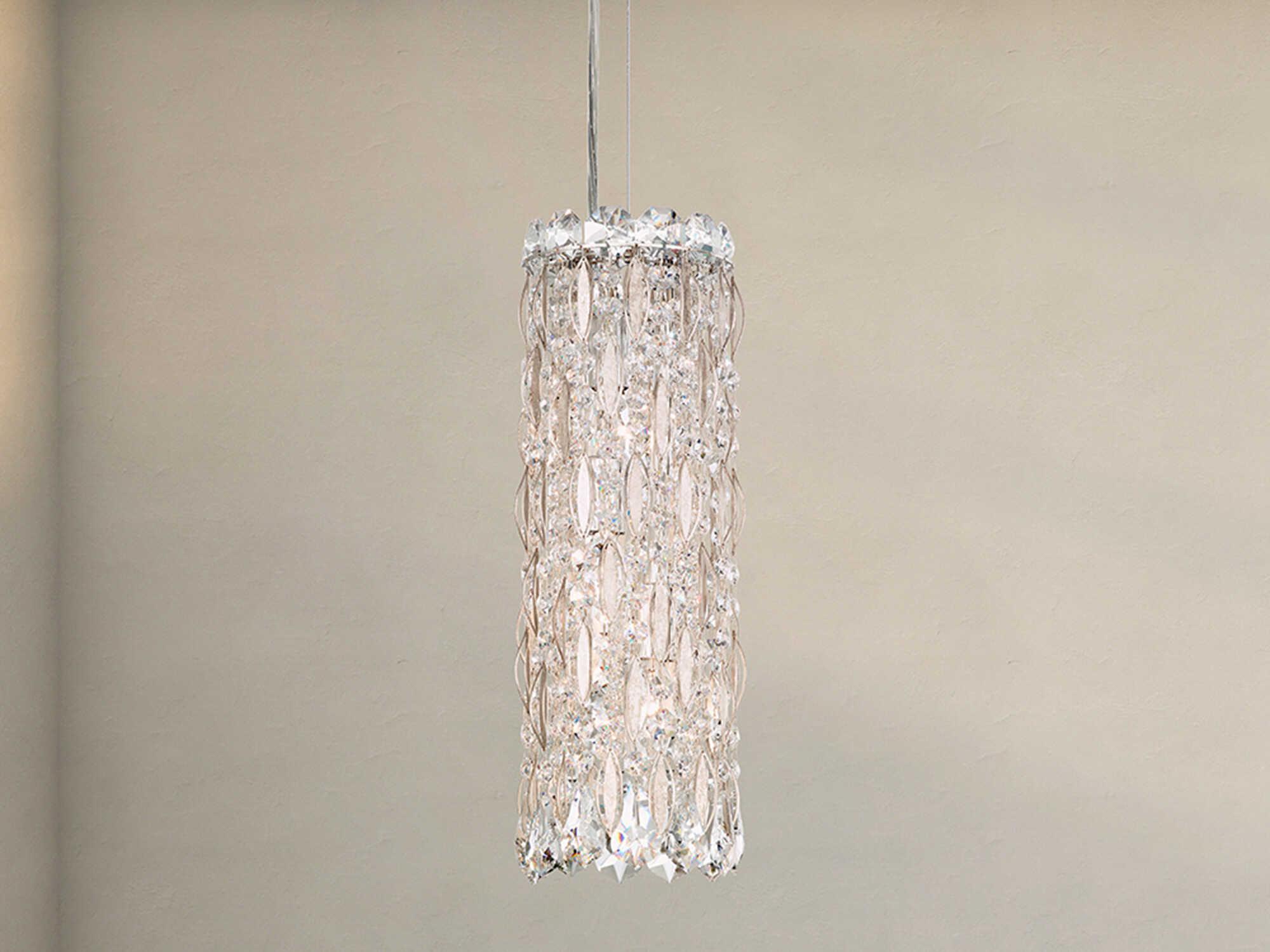 Schonbek Sarella 3-Light Silver Crystal Cylinder Mini Pendant