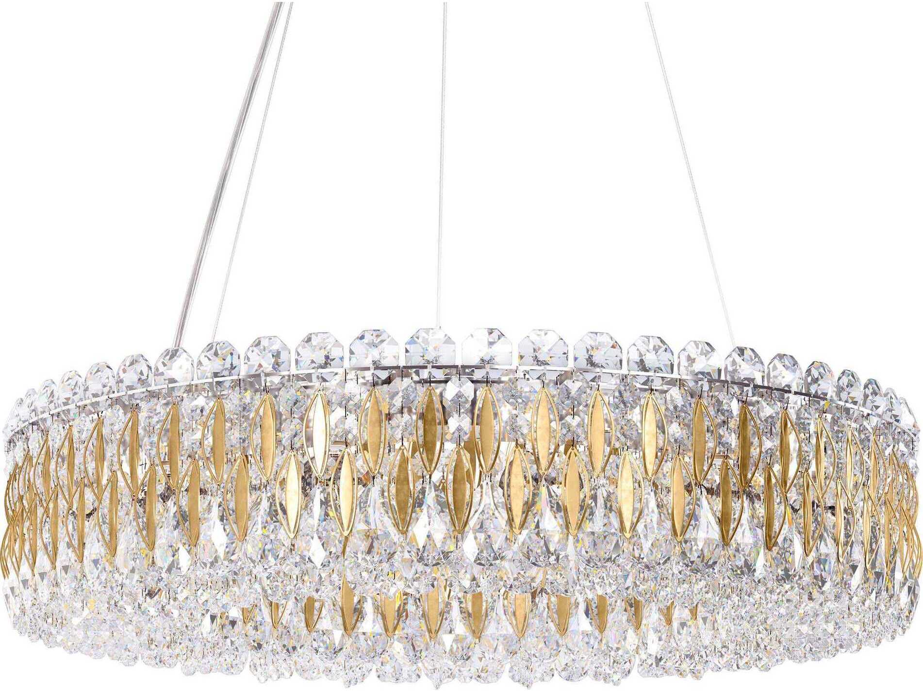 Schonbek Sarella 12-Light Gold Crystal Drum Pendant
