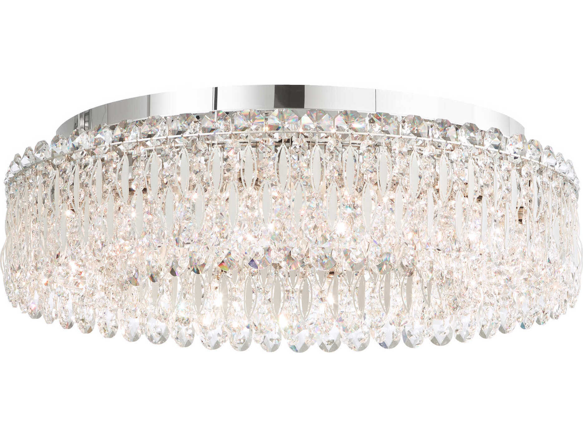 Schonbek Sarella 12-Light Silver Crystal Drum Semi Flush Mount