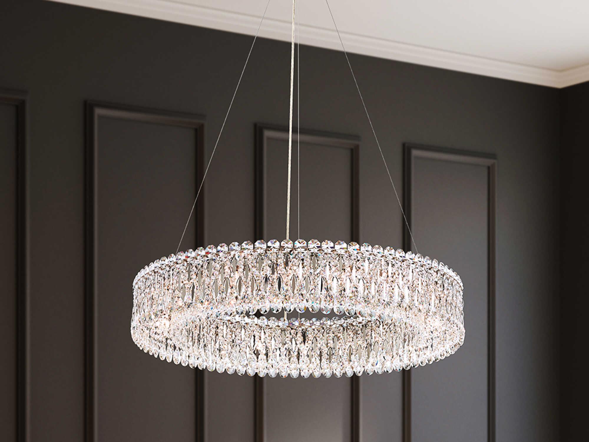 Schonbek Sarella 18-Light8-Light Gold Crystal Drum Pendant