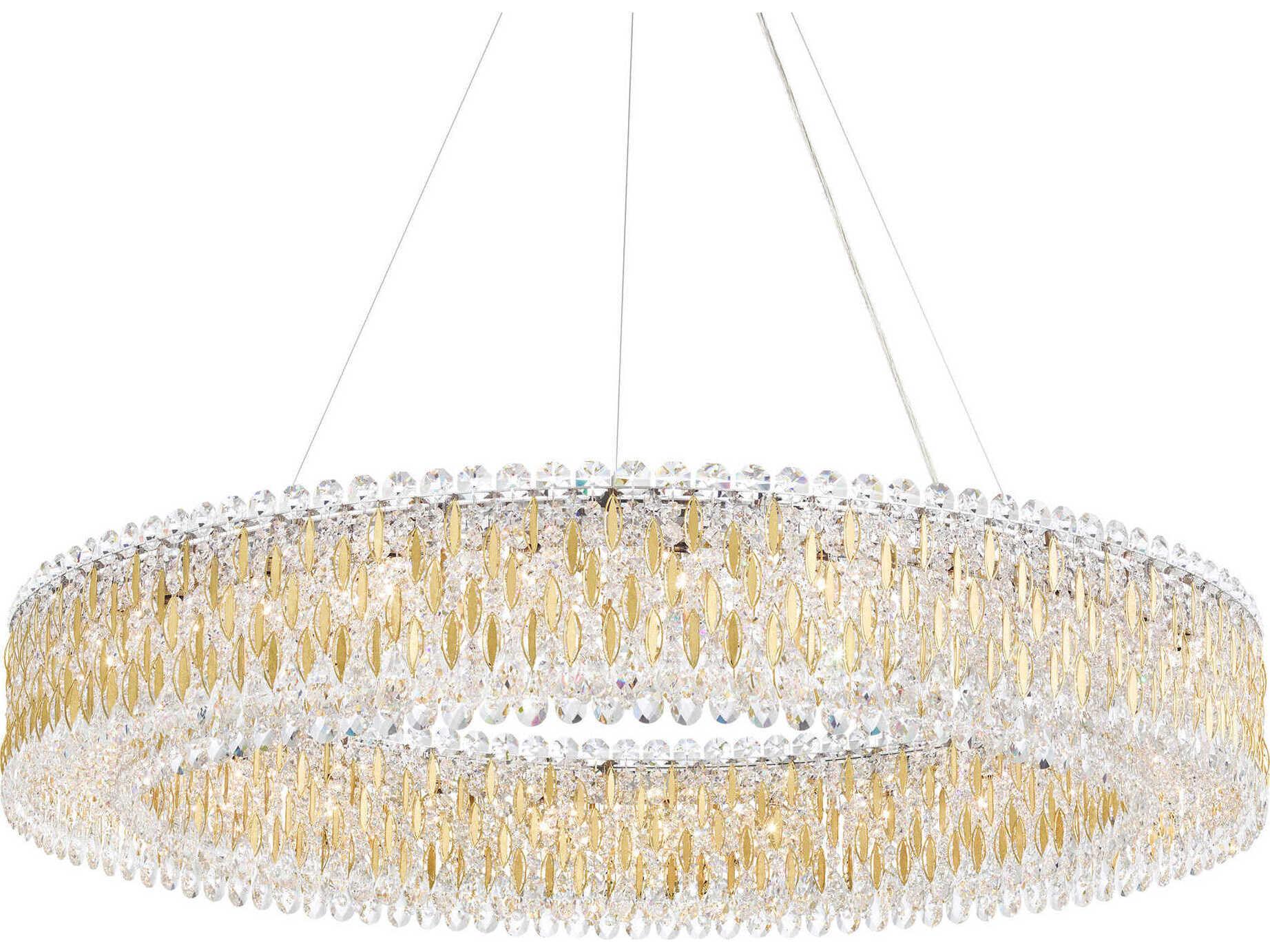 Schonbek Sarella 27-Light Gold Crystal Drum Pendant