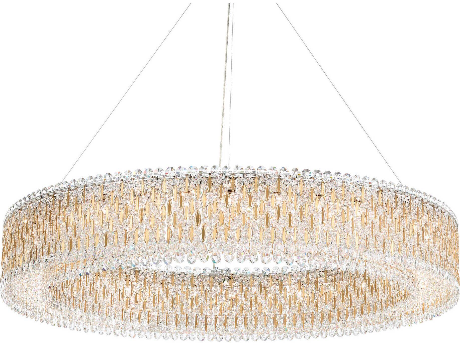 Schonbek Sarella 32-Light Gold Crystal Drum Pendant