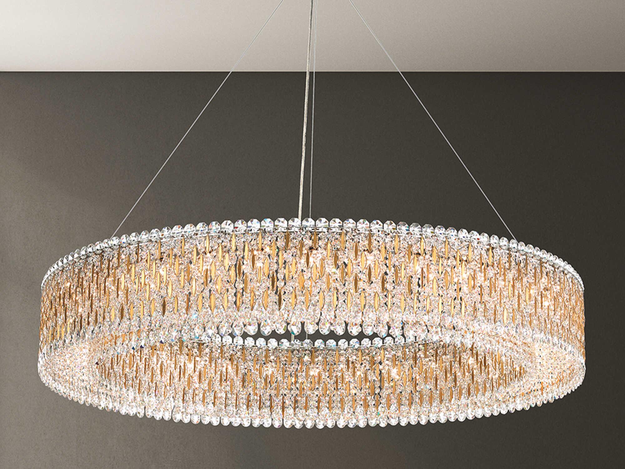 Schonbek Sarella 32-Light Gold Crystal Drum Pendant