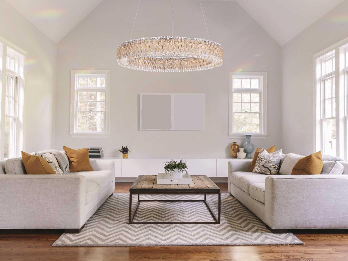 Schonbek Sarella 32-Light Gold Crystal Drum Pendant