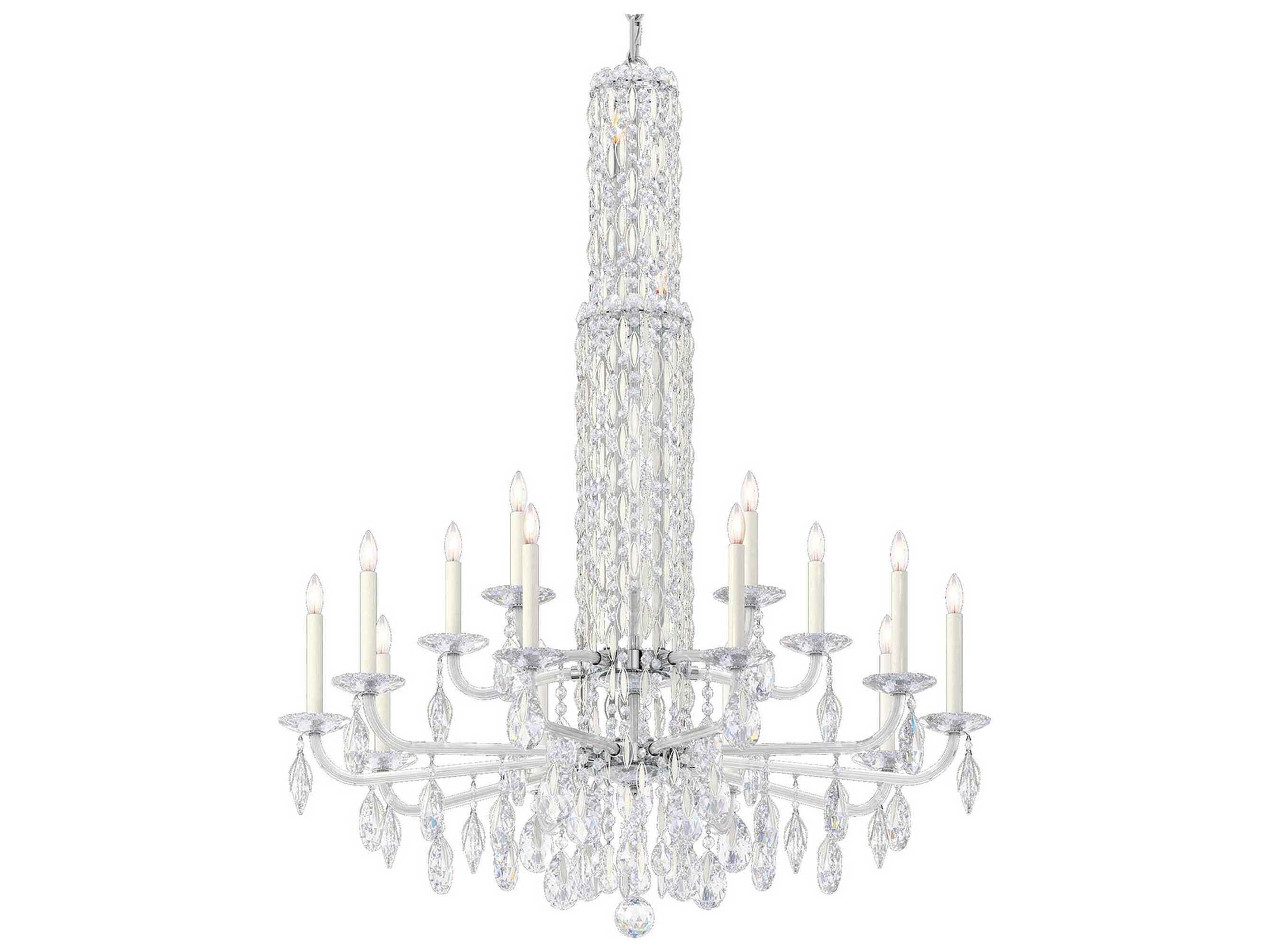 Schonbek Siena 17-Light Silver Crystal Candelabra Chandelier