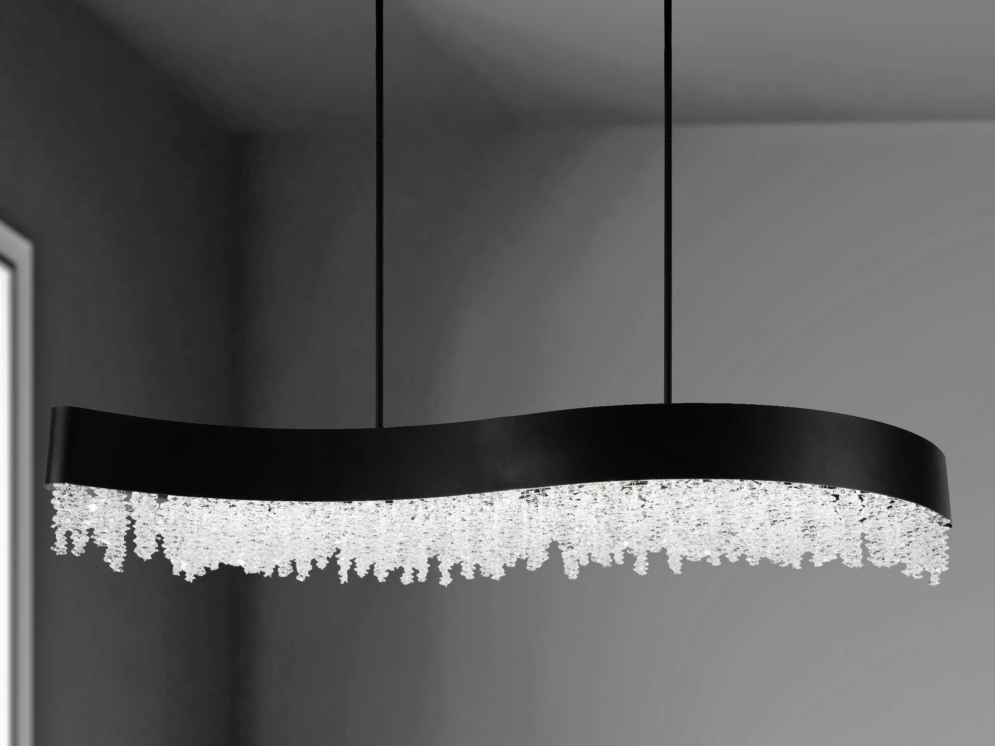 Schonbek Soleil 1-Light Black Crystal LED Linear Island Pendant