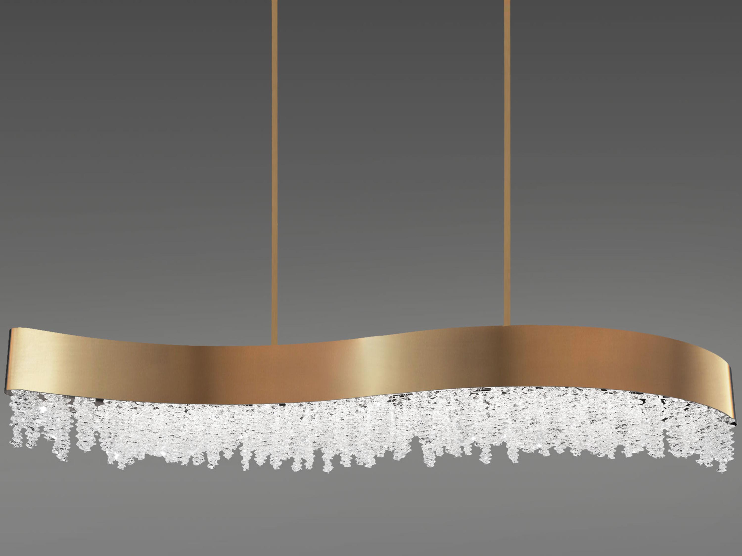 Schonbek Soleil 1-Light Aged Brass Crystal LED Linear Island Pendant