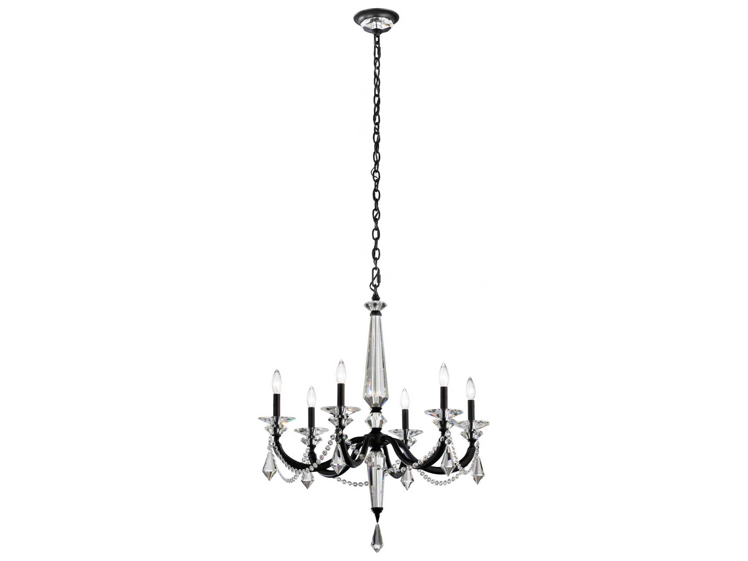 Schonbek Verona 6-Light Black Crystal Candelabra Chandelier