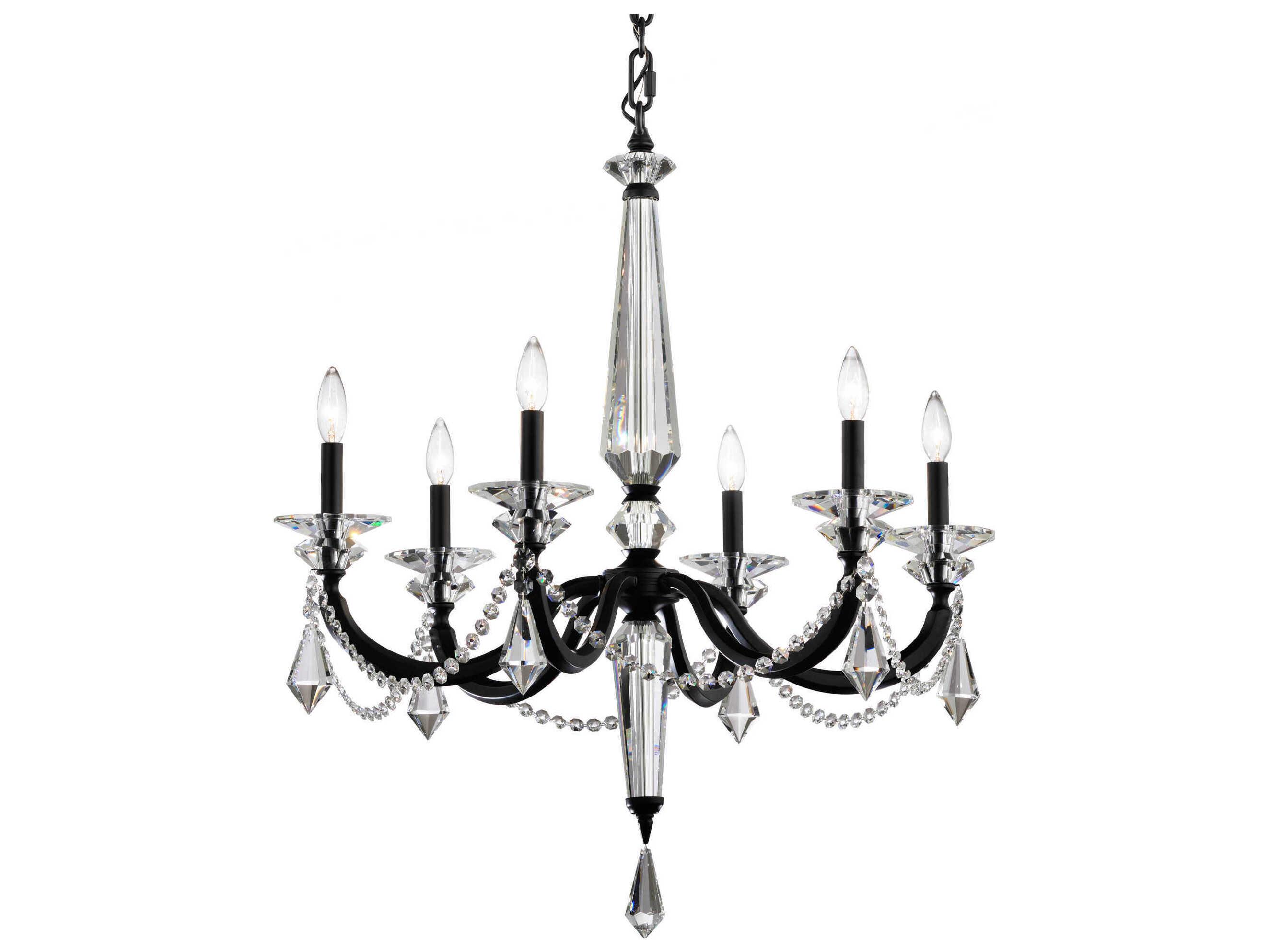 Schonbek Verona 6-Light Black Crystal Candelabra Chandelier