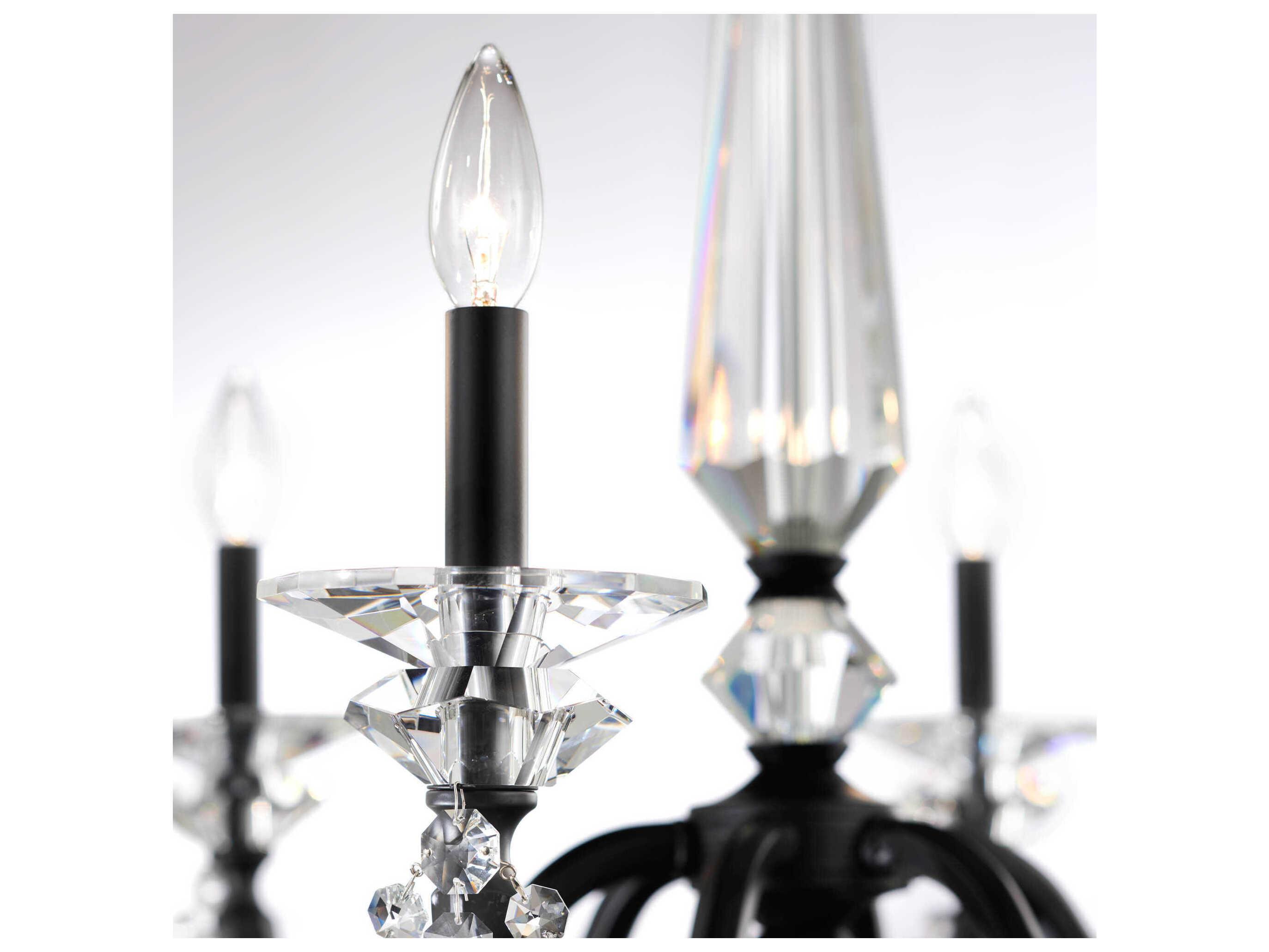 Schonbek Verona 6-Light Black Crystal Candelabra Chandelier