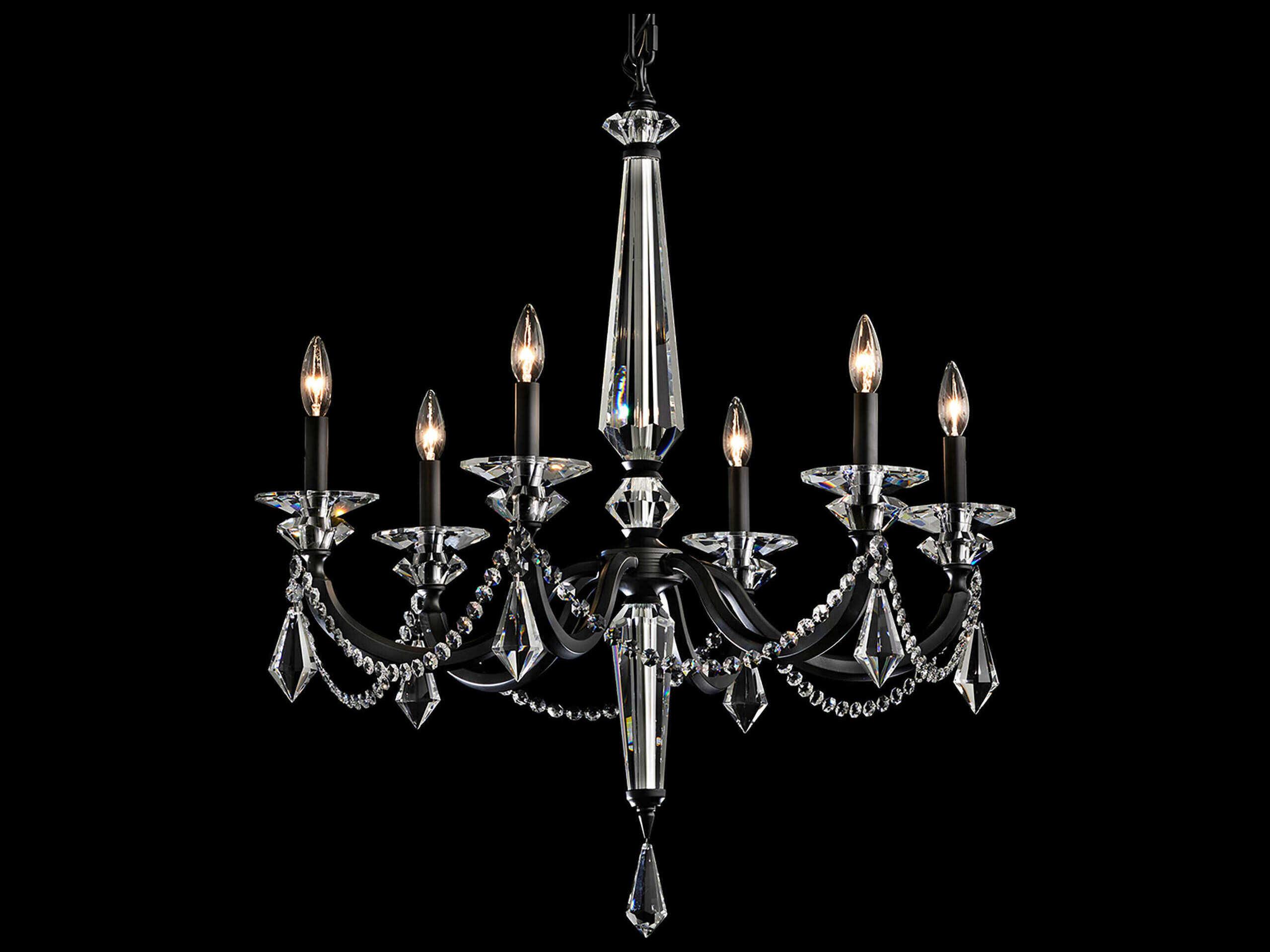 Schonbek Verona 6-Light Black Crystal Candelabra Chandelier
