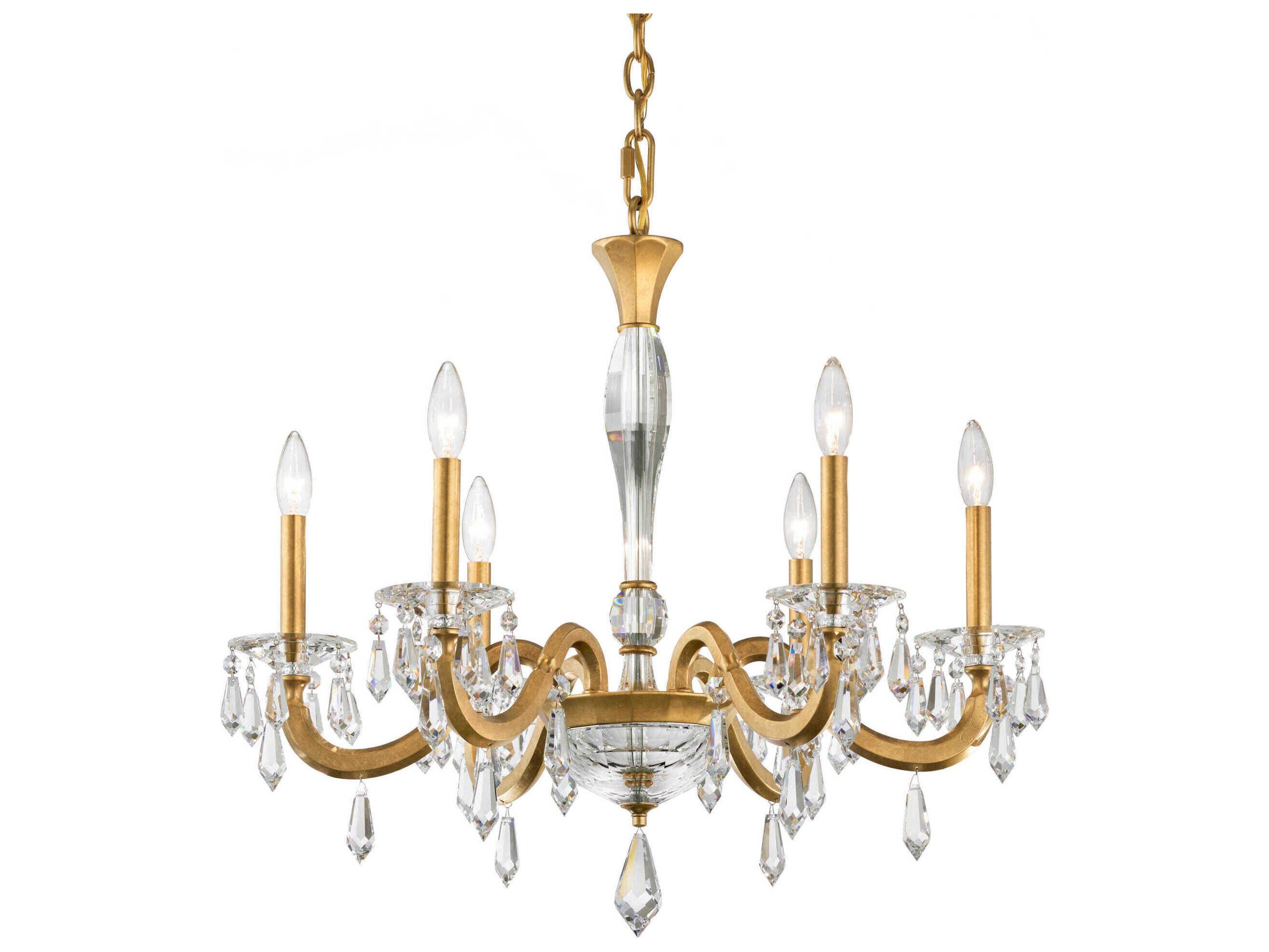 Schonbek Napoli 6-Light Gold Crystal Candelabra Chandelier