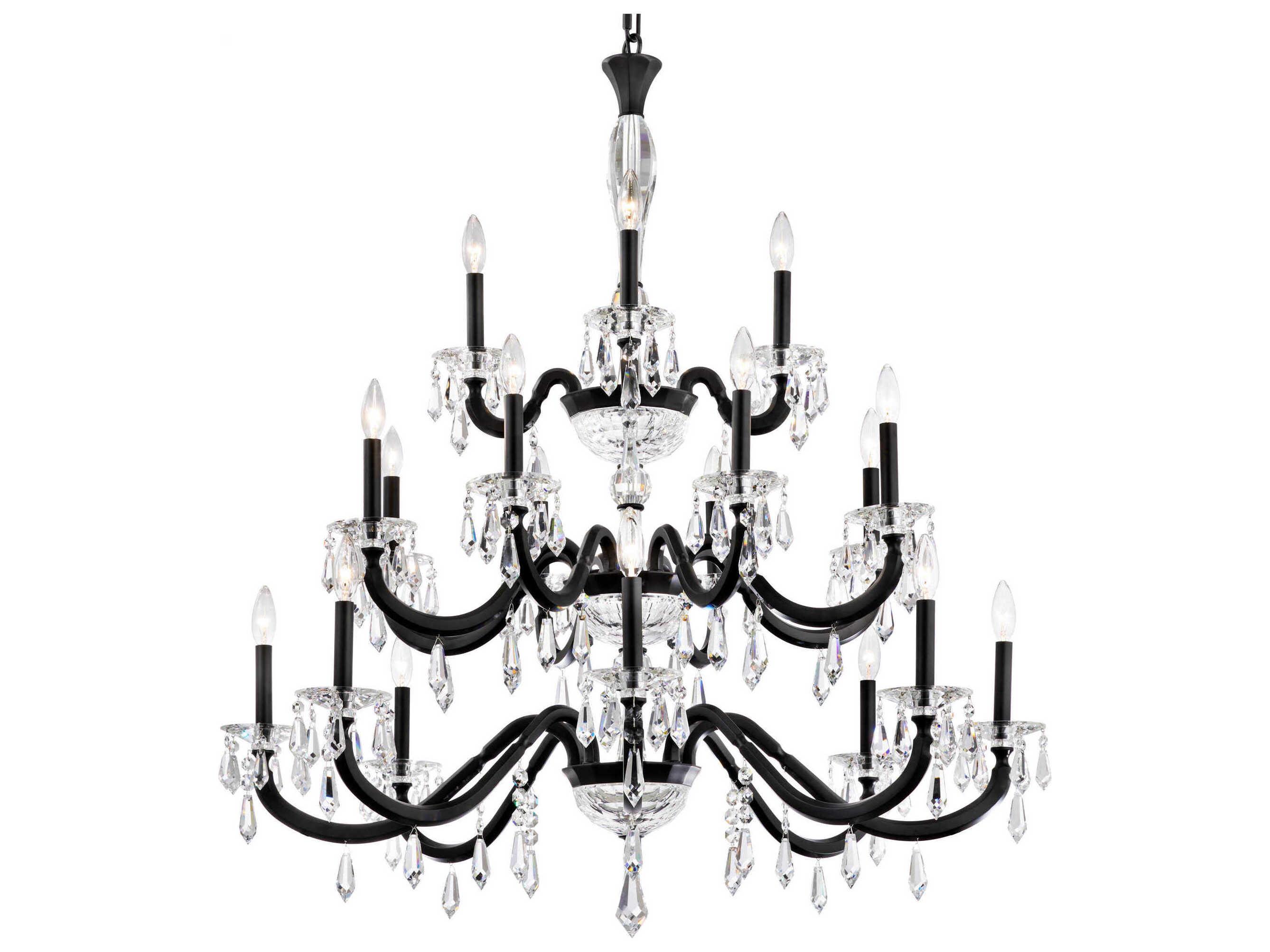 Schonbek Napoli 20-Light Black Crystal Candelabra Tiered Chandelier