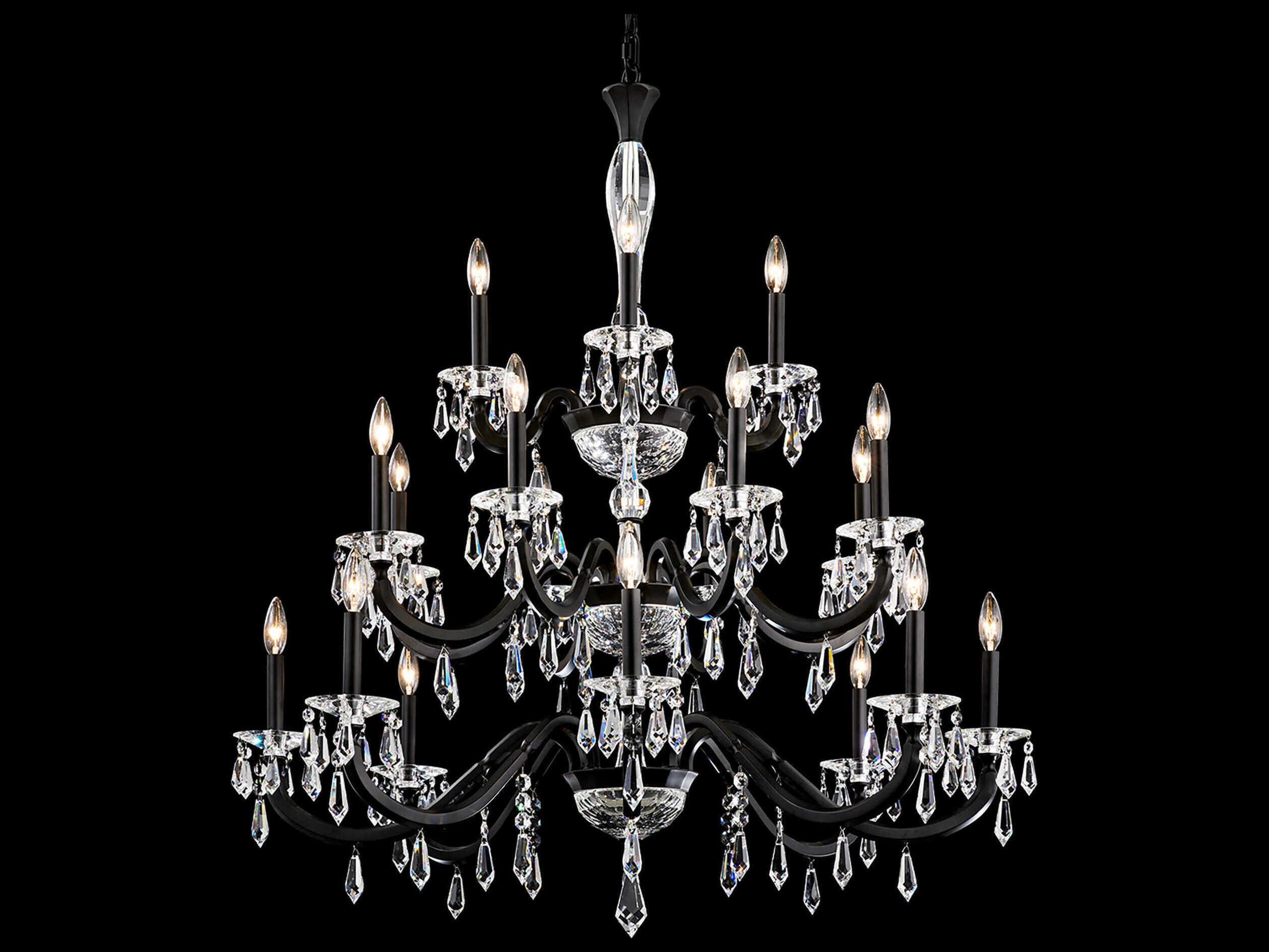 Schonbek Napoli 20-Light Black Crystal Candelabra Tiered Chandelier